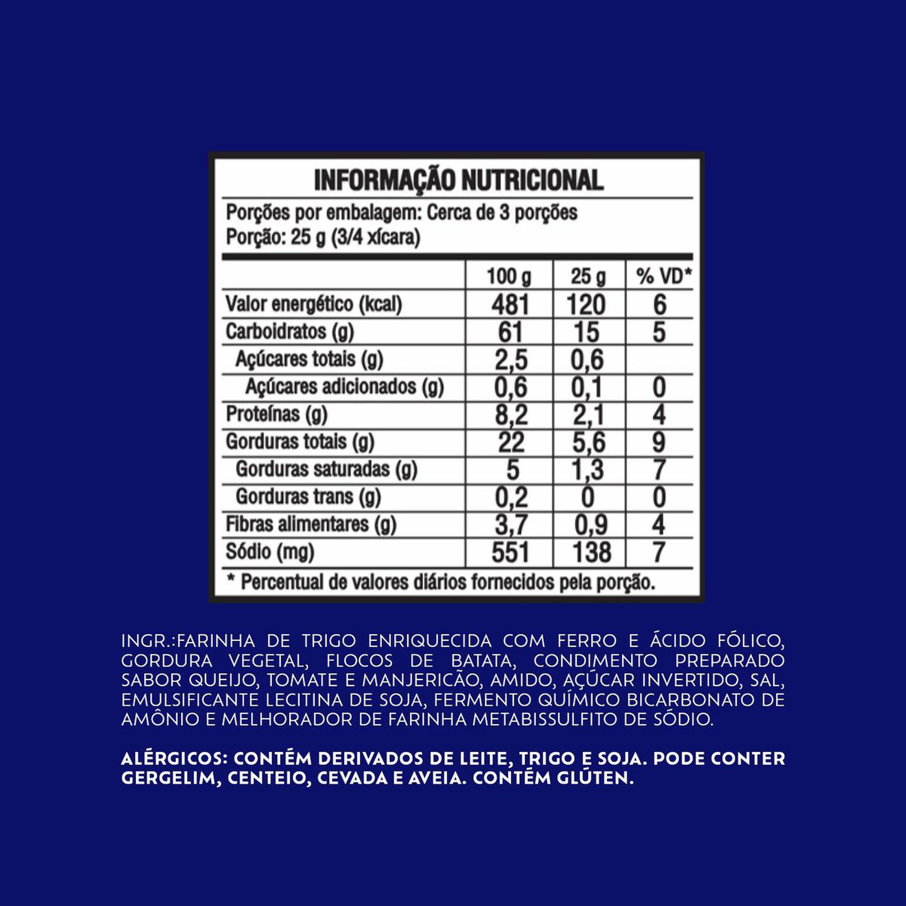 Snack Assado Crocante Pizza Marguerita Club Social Pacote 68g