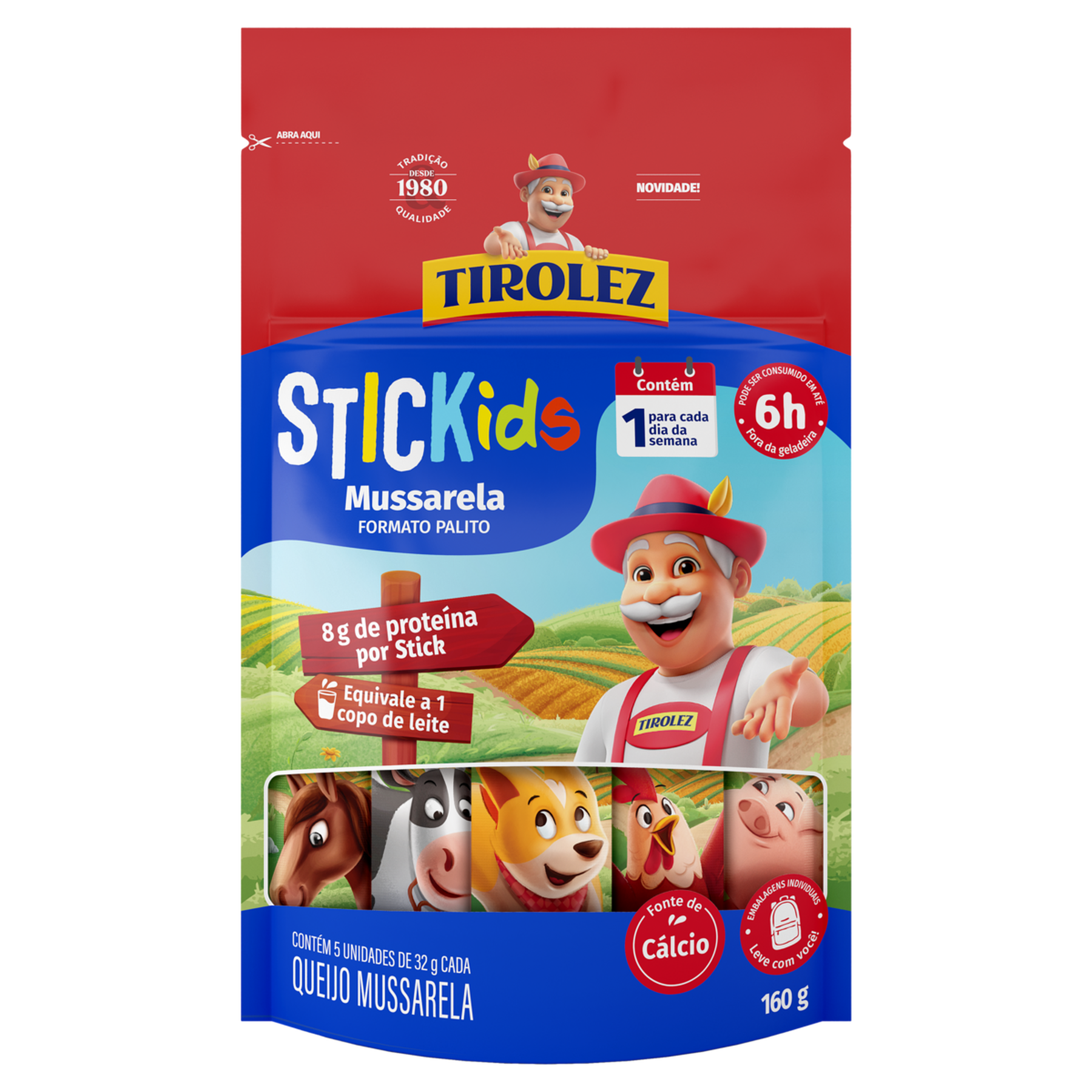Queijo Mussarela Stick Tirolez SticKids 160g 5 Unidades