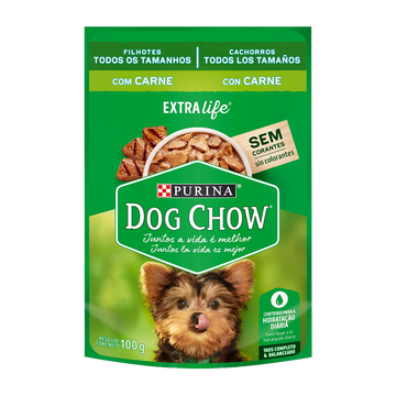Ração Úmida Cães Filhotes Carne Dog Chow Sachê 100g
