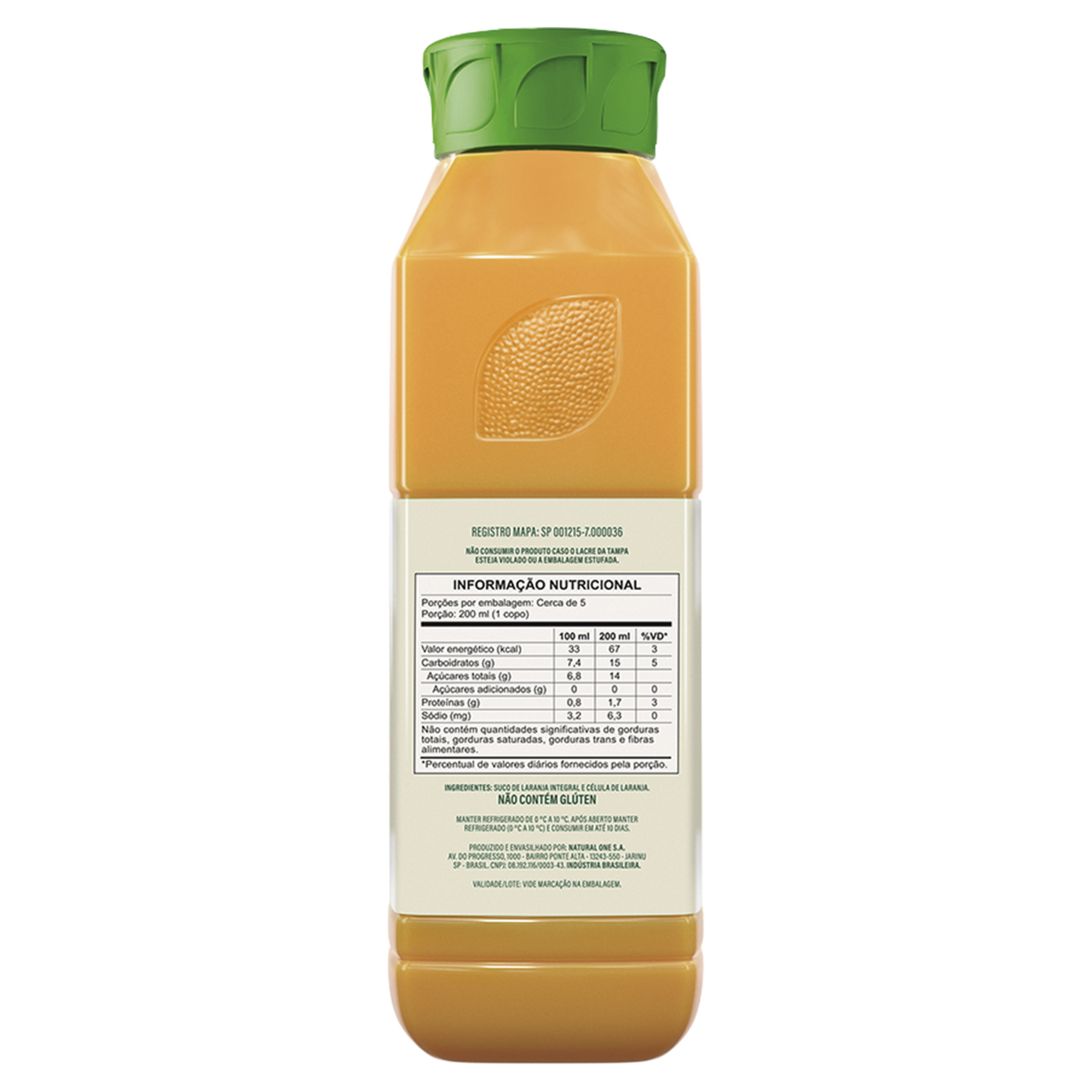 Suco Integral Laranja The Natural One Refrigerado Garrafa 900ml