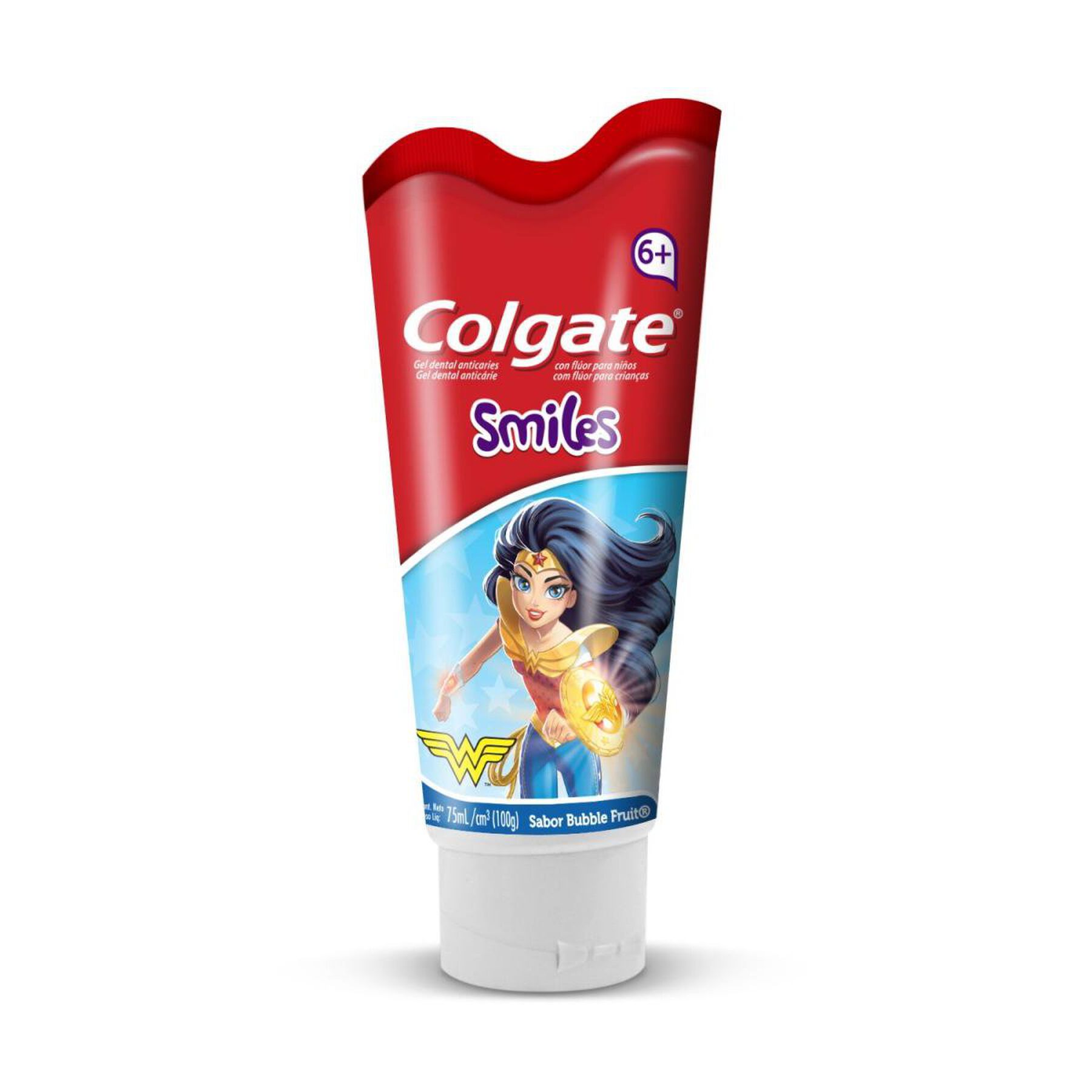 Gel Dental Infantil com Flúor Bubble Fruit Justice League Colgate Smiles Bisnaga 100g
