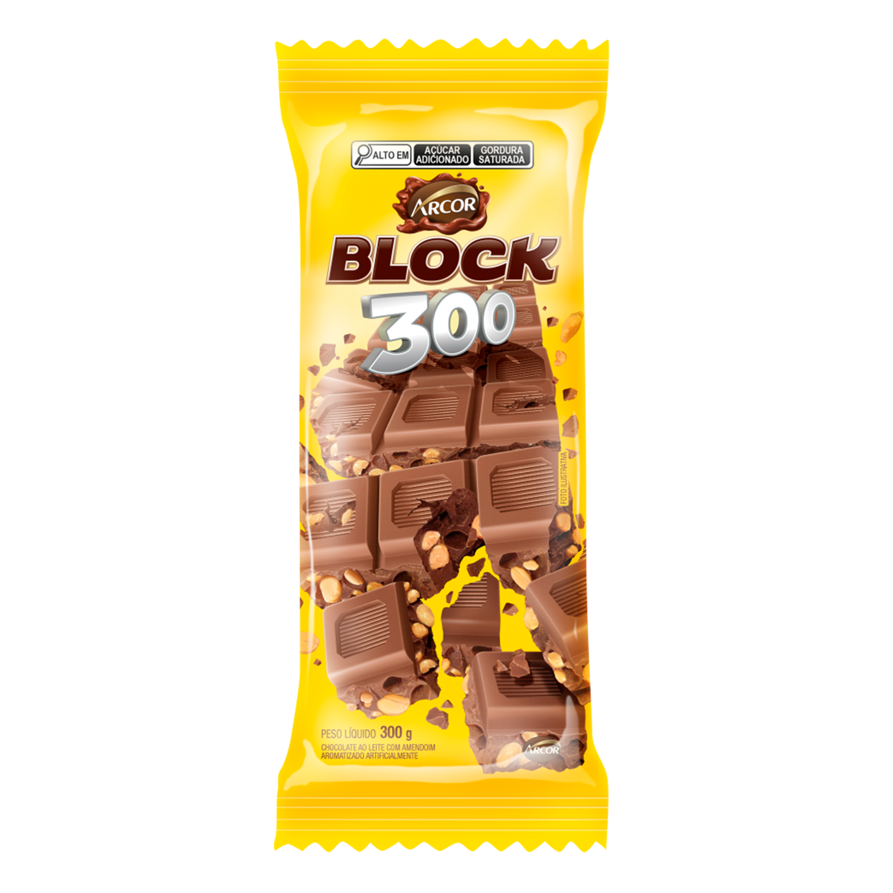 Chocolate ao Leite com Amendoim Block 300 Arcor 300g