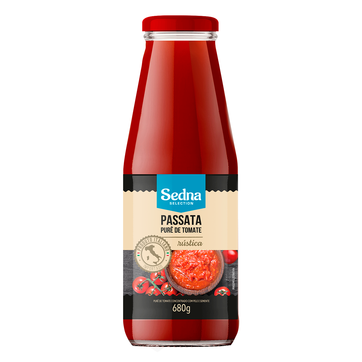 Passata Pur&ecirc; de Tomate R&uacute;stica Sedna 680g