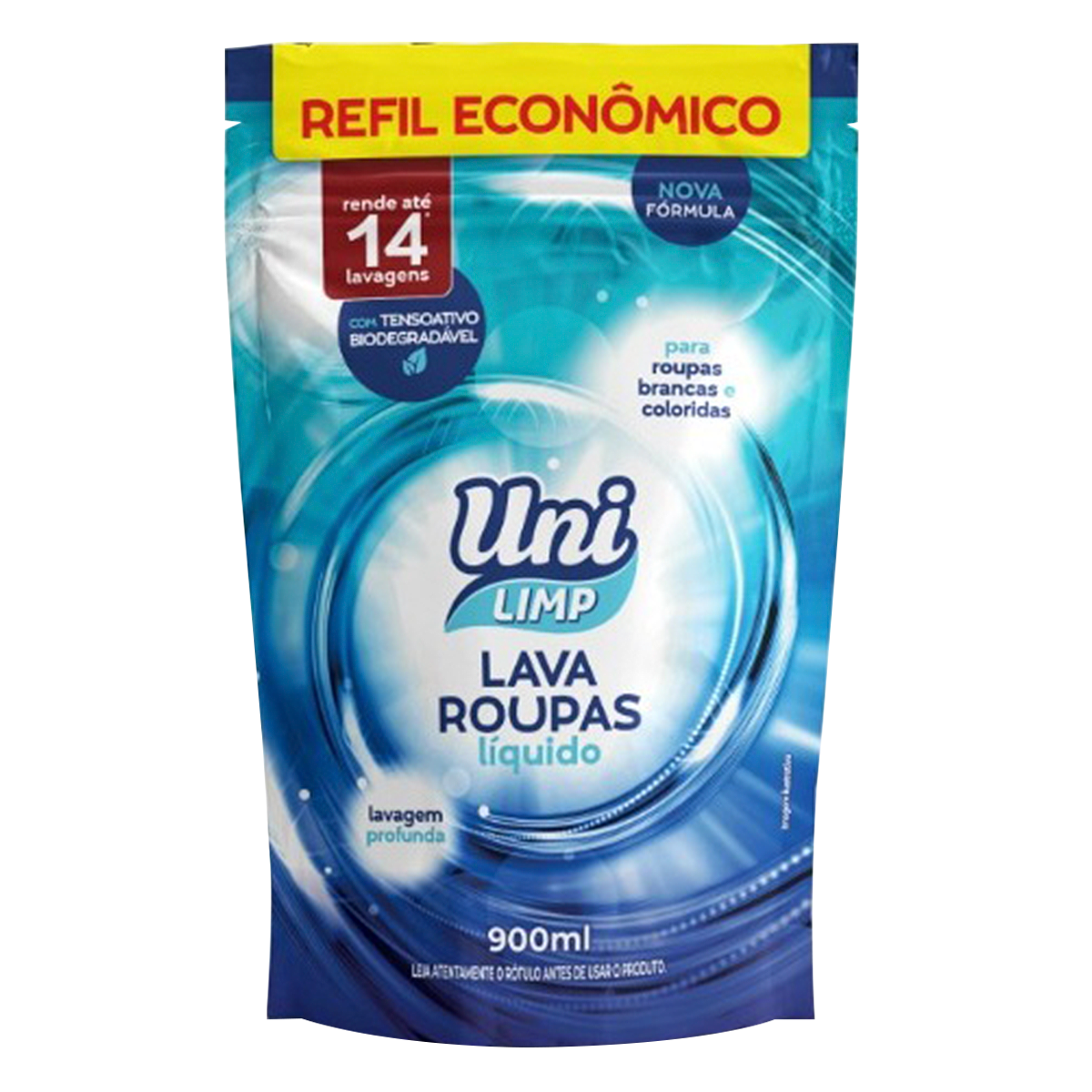 Sab&atilde;o Lava Roupas L&iacute;quido Uni Limp Sach&ecirc; 900ml - Embalagem Refil Econ&ocirc;mico