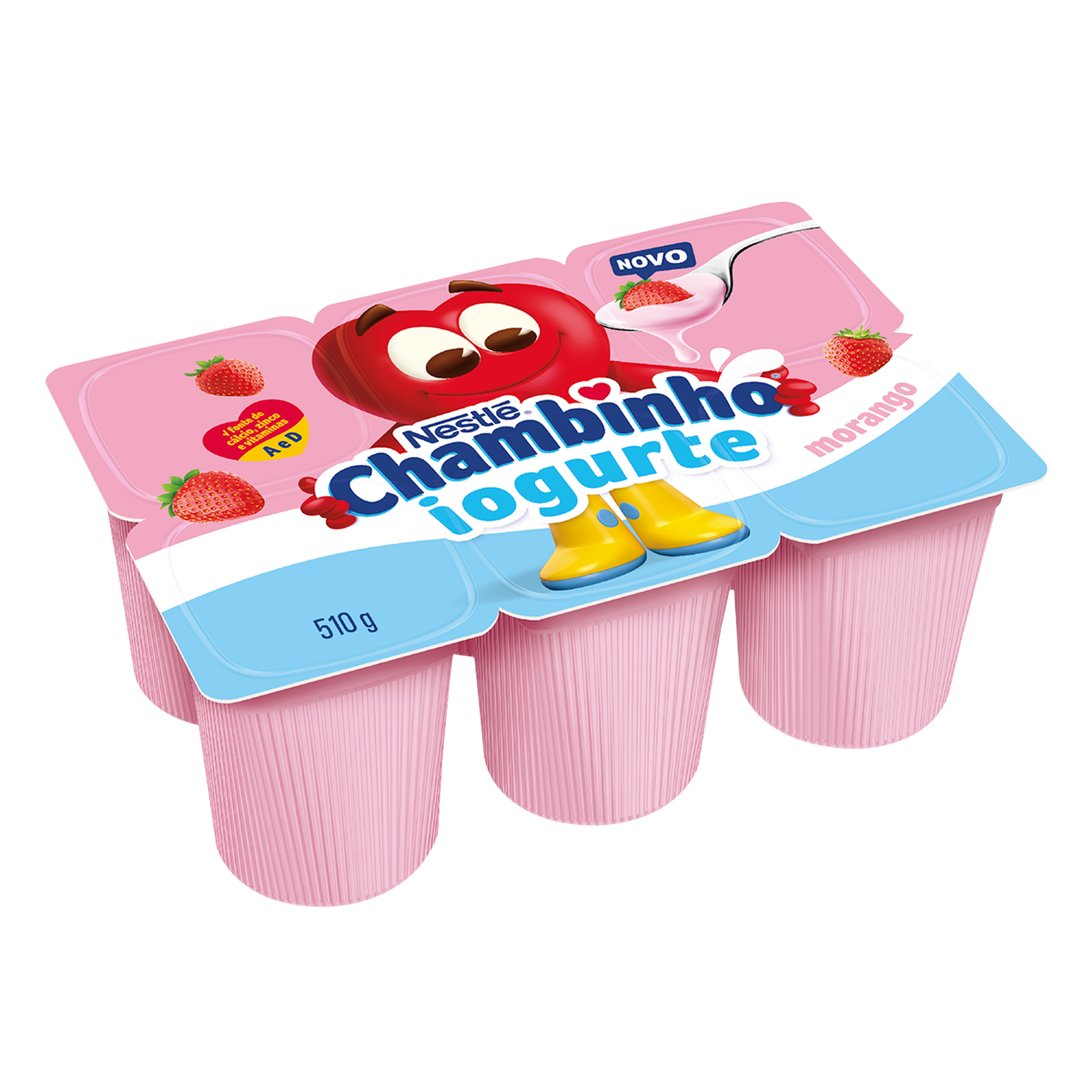 Iogurte Parcialmente Desnatado Morango Chambinho Nestlé Bandeja 510g C/6 Unidades
