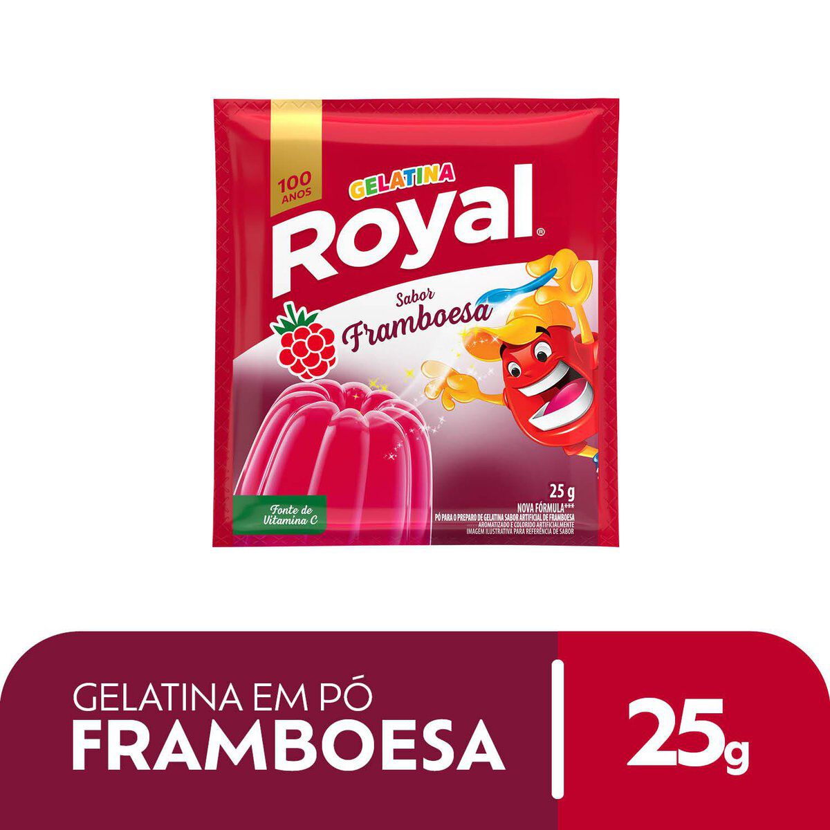Gelatina em P&oacute; Framboesa Royal Pacote 25g