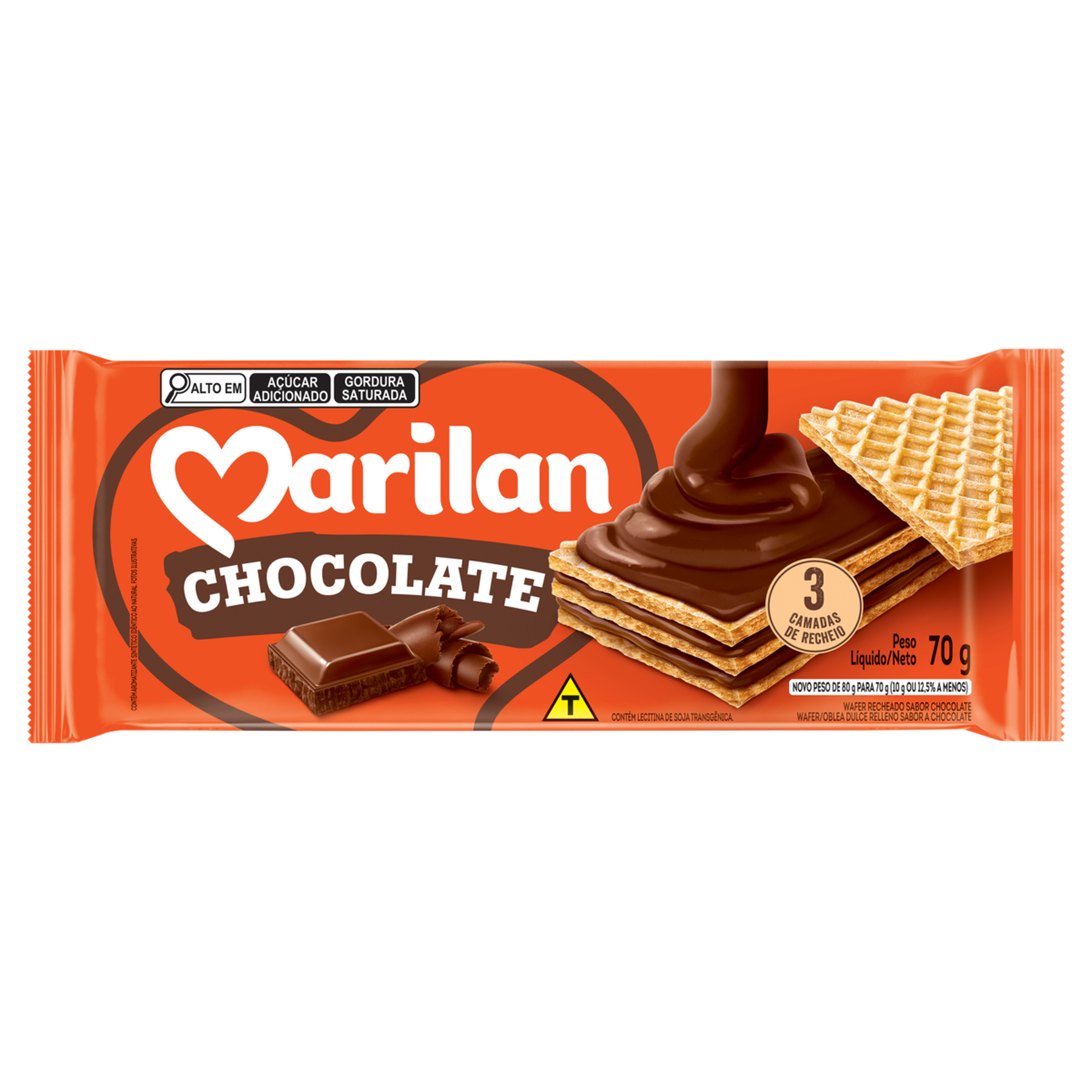 Biscoito Wafer Recheio Chocolate Marilan Pacote 70g