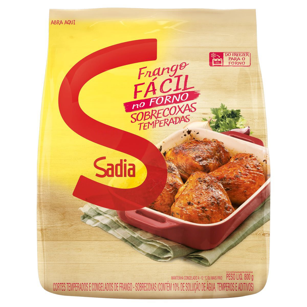 Sobrecoxa de Frango Congelada Temperada Sadia Frango F&aacute;cil 800g