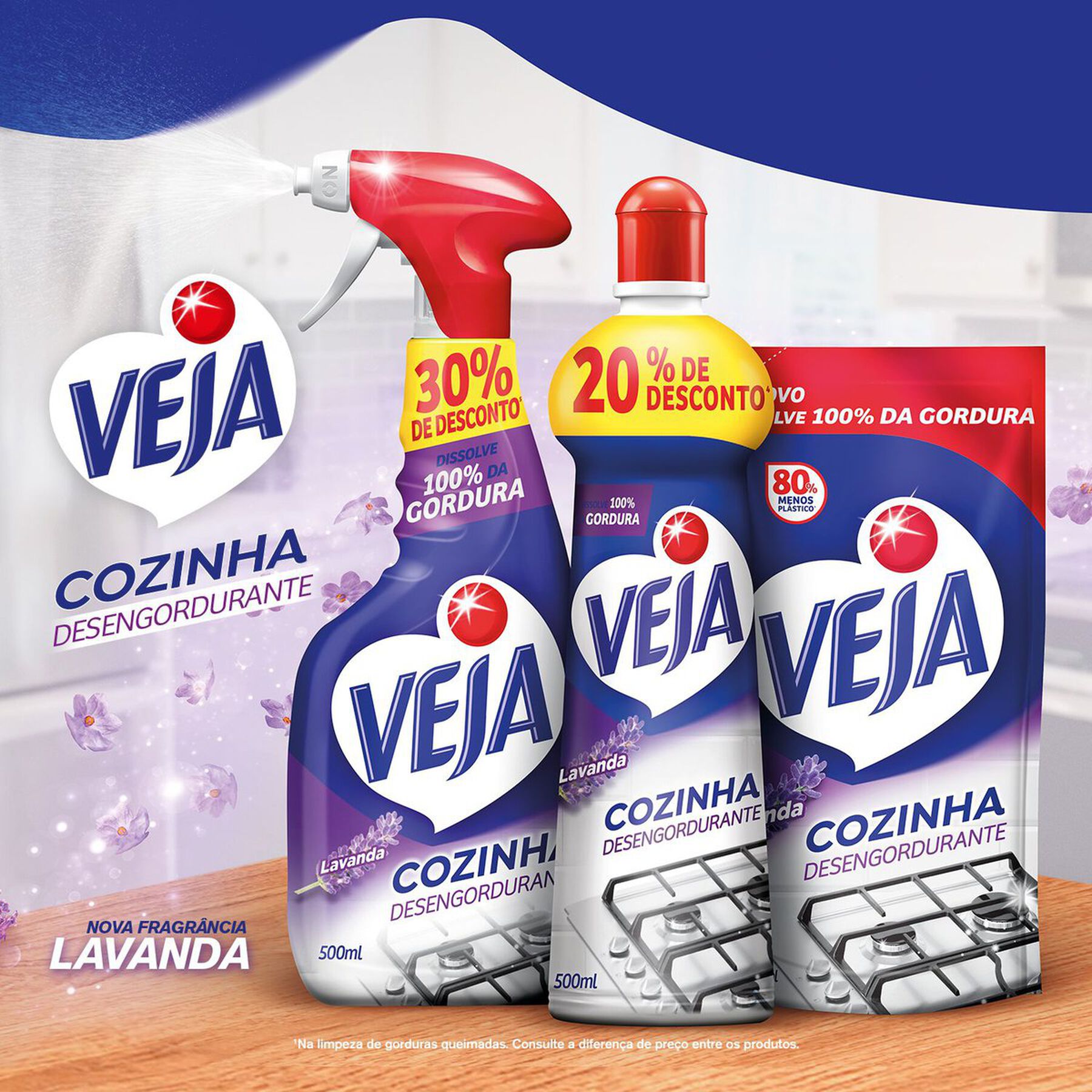 Limpador Desengordurante Cozinha Lavanda Veja Squeeze 500ml - Embalagem Grátis 20% de Desconto