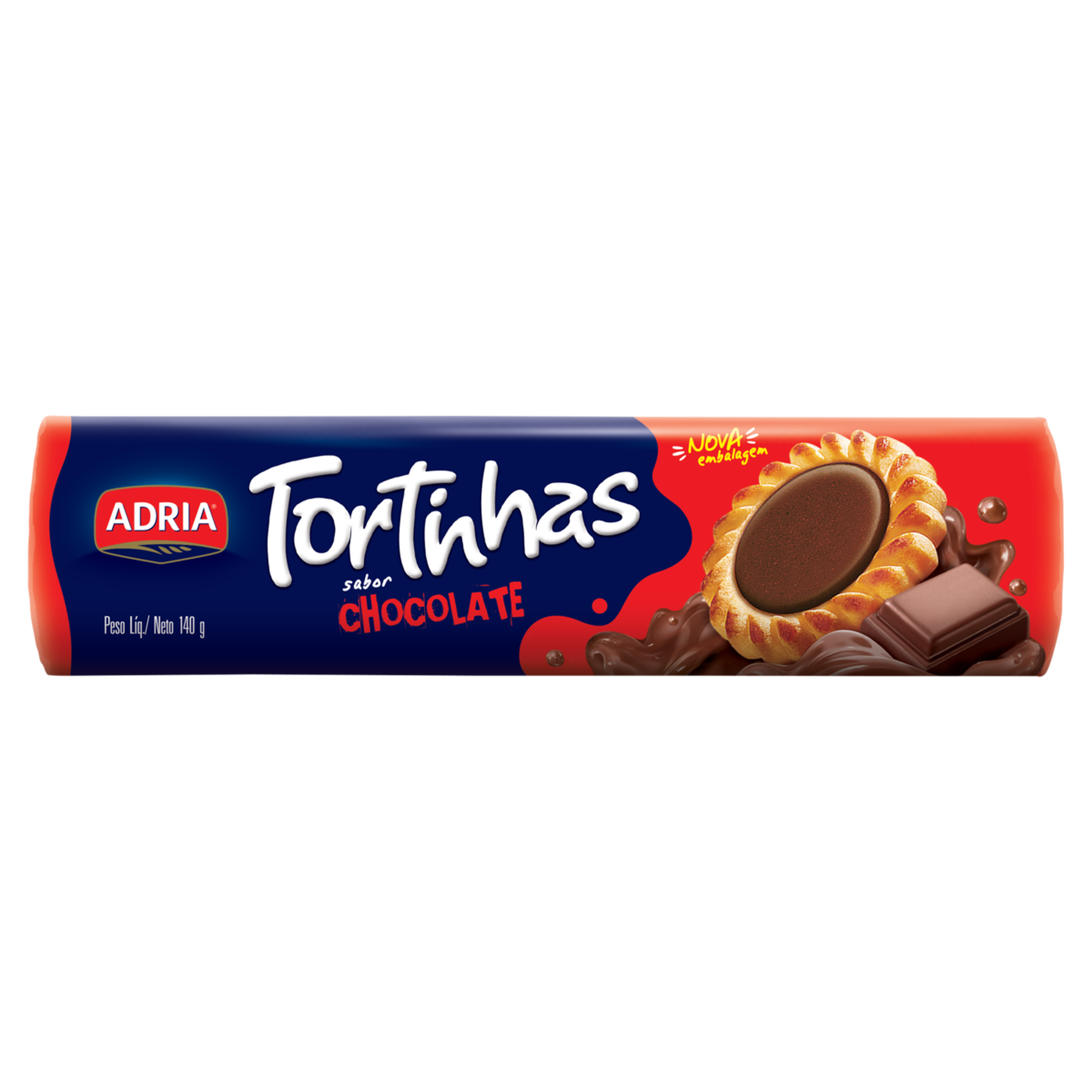 Biscoito Recheio Tortinhas Chocolate Adria Pacote 140g