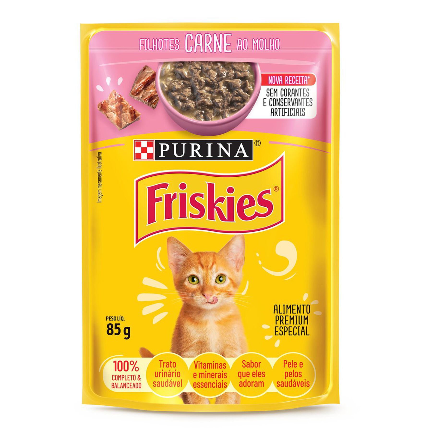 Alimento para Gatos Filhotes Carne ao Molho Purina Friskies Sachê 85g