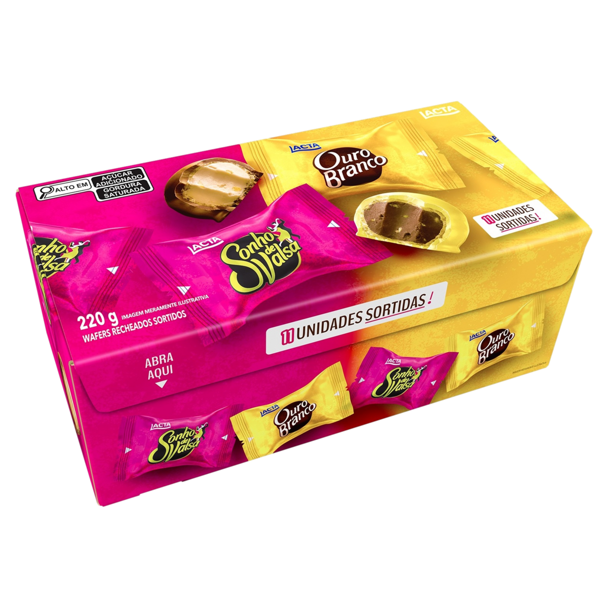 Bombom Sonho de Valsa e Ouro Branco Lacta Caixa 220g