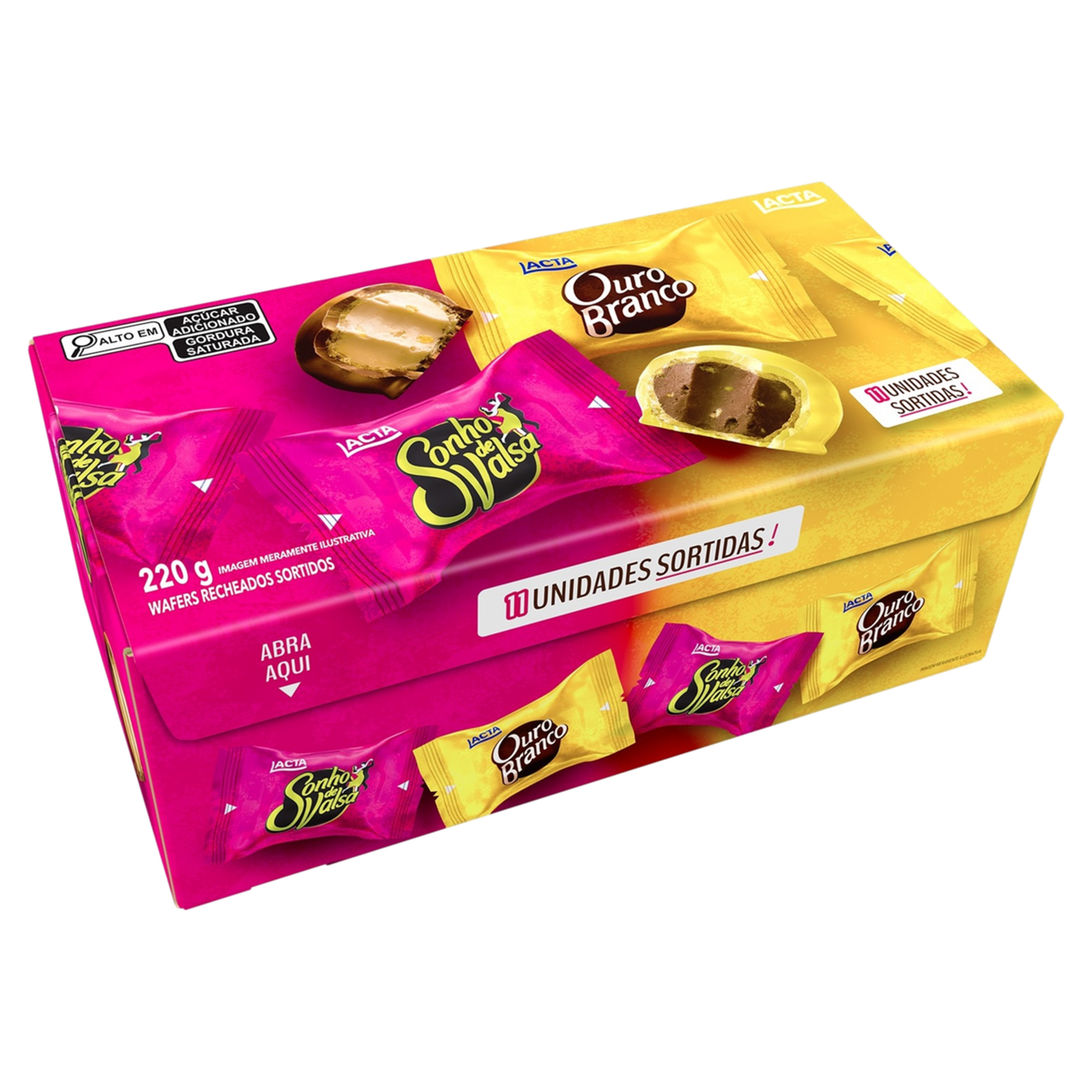 Bombom Sonho de Valsa e Ouro Branco Lacta Caixa 220g