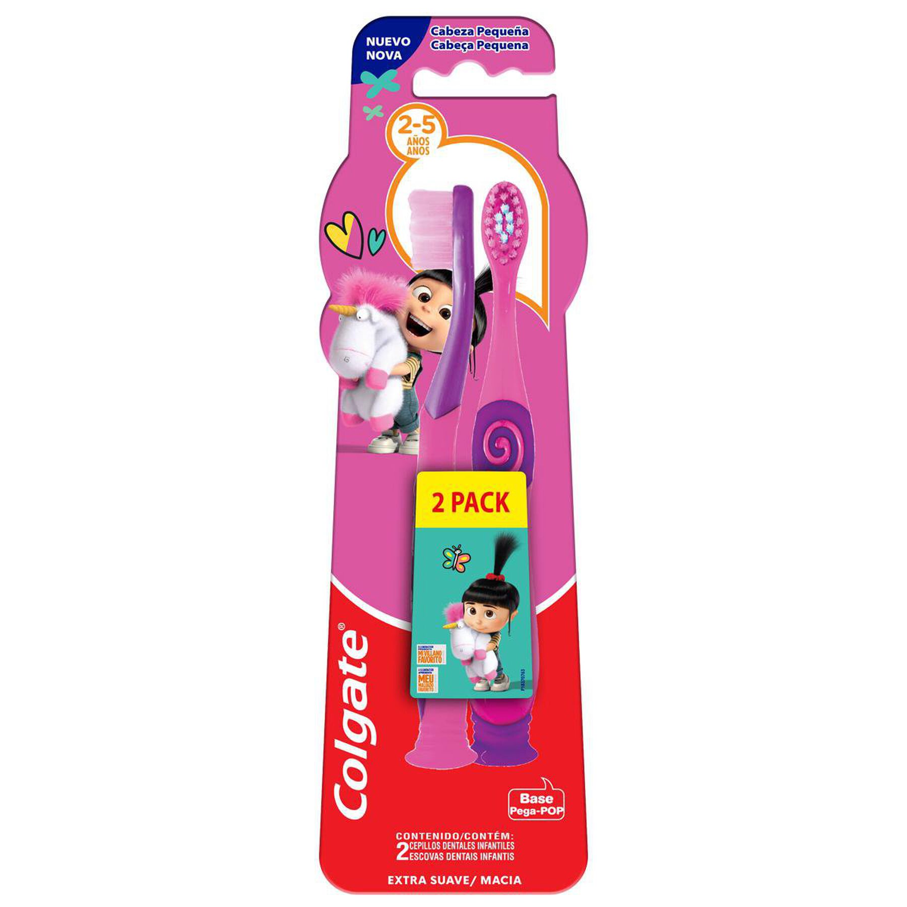 Escova Dental Infantil Extra Suave e Macia 2-5 anos Cabe&ccedil;a Pequena Meu Malvado Favorito Colgate C/2 Unidades