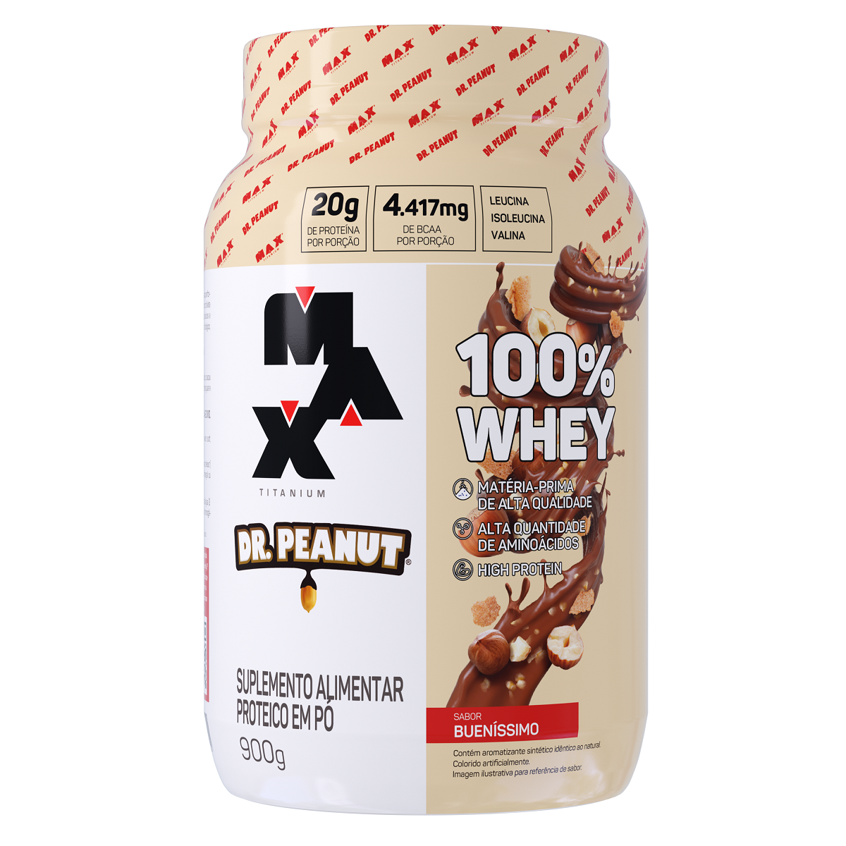 Suplemento Alimentar Buen&iacute;ssimo 100% Whey Max Titanium Pote 900g&nbsp;