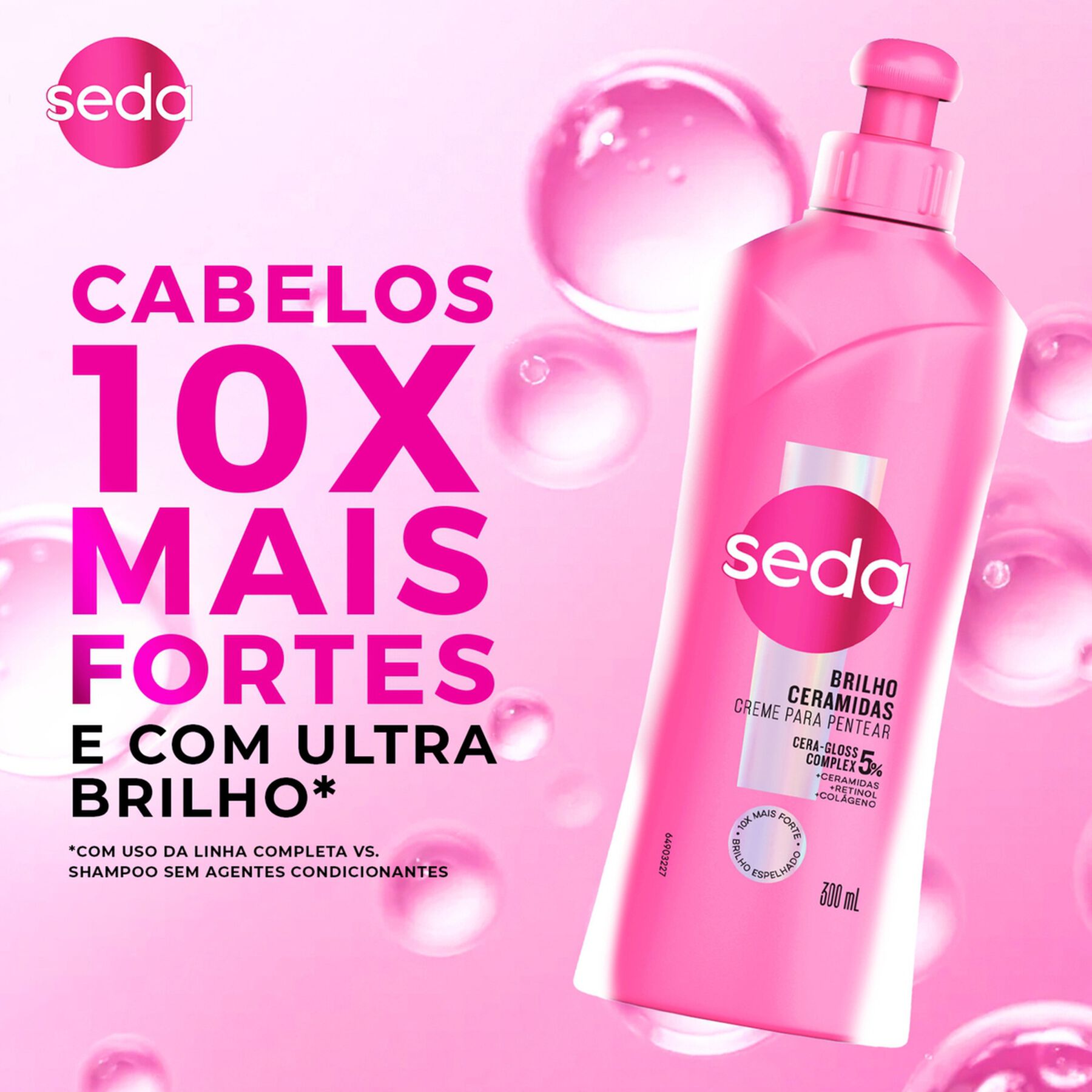 Creme para Pentear Brilho Ceramidas Seda Frasco 300ml
