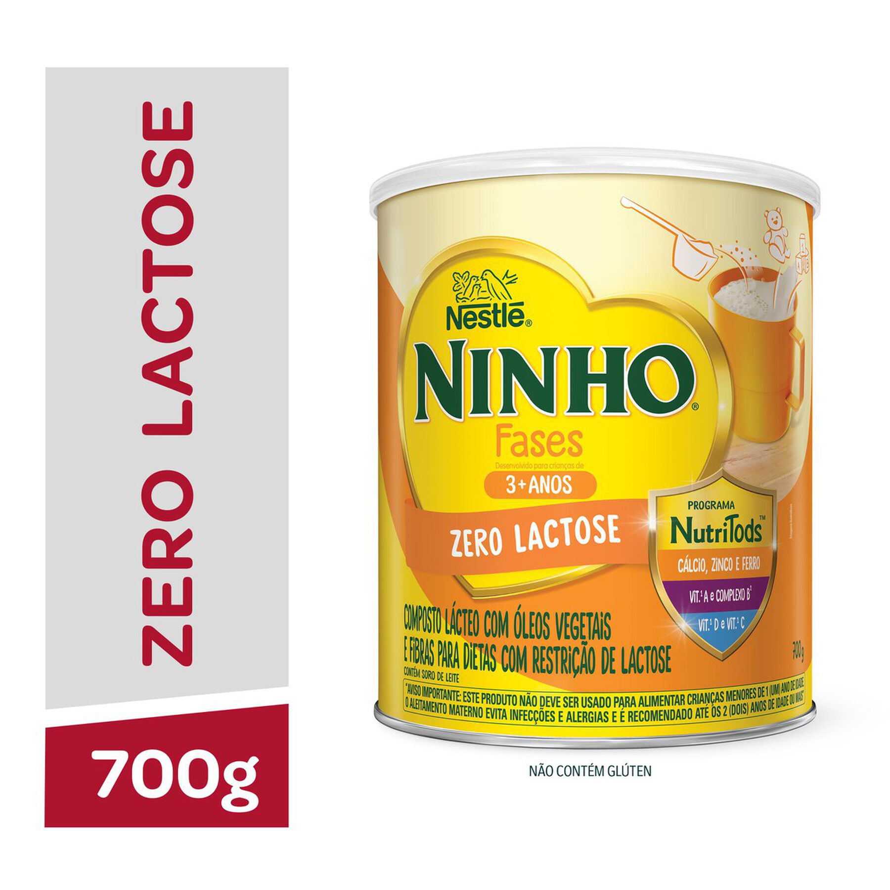 Composto L&aacute;cteo Zero Lactose Ninho Fases Nestl&eacute; Lata 700g