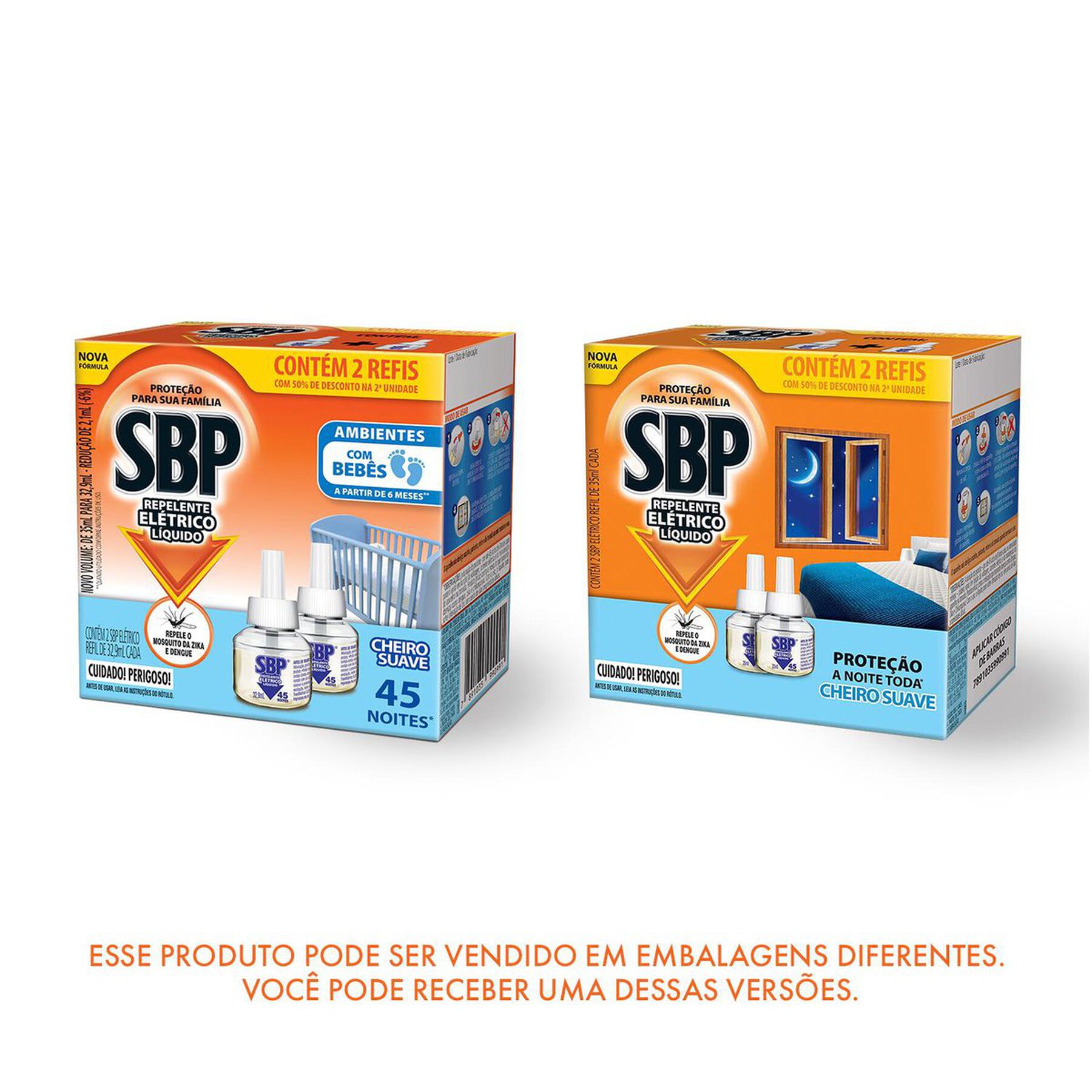 Repelente El&eacute;trico L&iacute;quido SBP Caixa 2 Unidades 35ml Cada Gr&aacute;tis 50% de Desconto na 2&ordf; Unidade Refil
