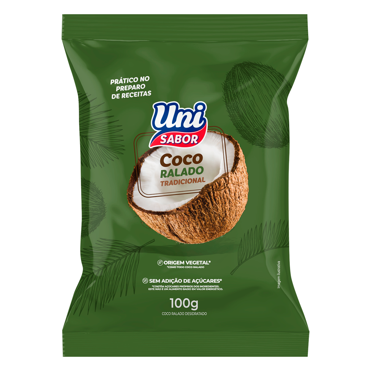 Coco Ralado Tradicional Uni Sabor Pacote 100g