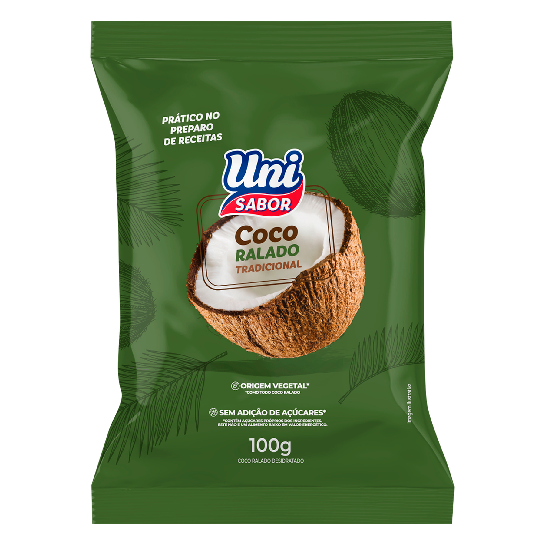 Coco Ralado Tradicional Uni Sabor Pacote 100g