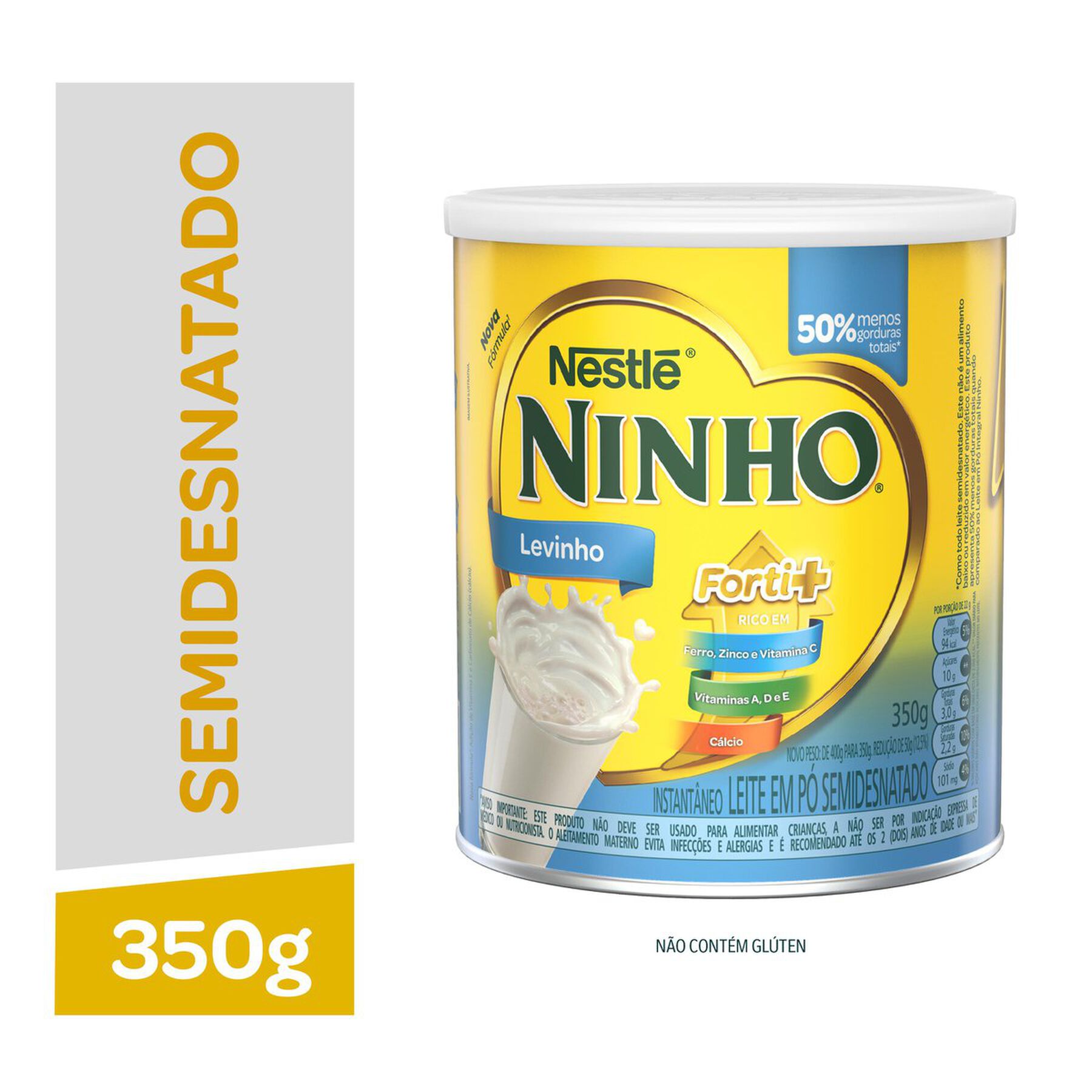 Leite em Pó Instantâneo Semidesnatado Levinho Ninho Forti+ Nestlé Lata 350g
