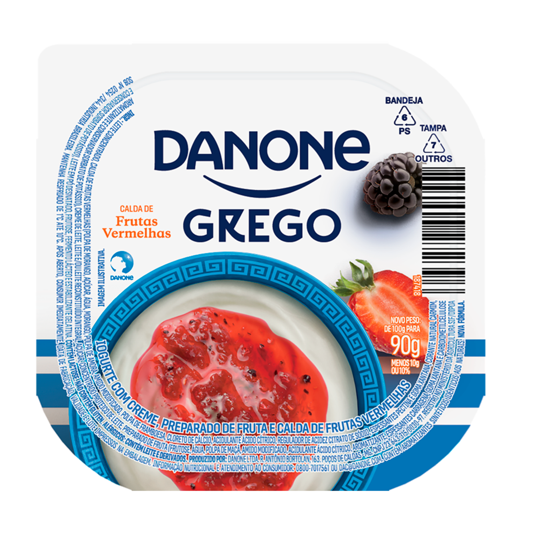Iogurte Grego Calda Frutas Vermelhas Danone Pote 90g