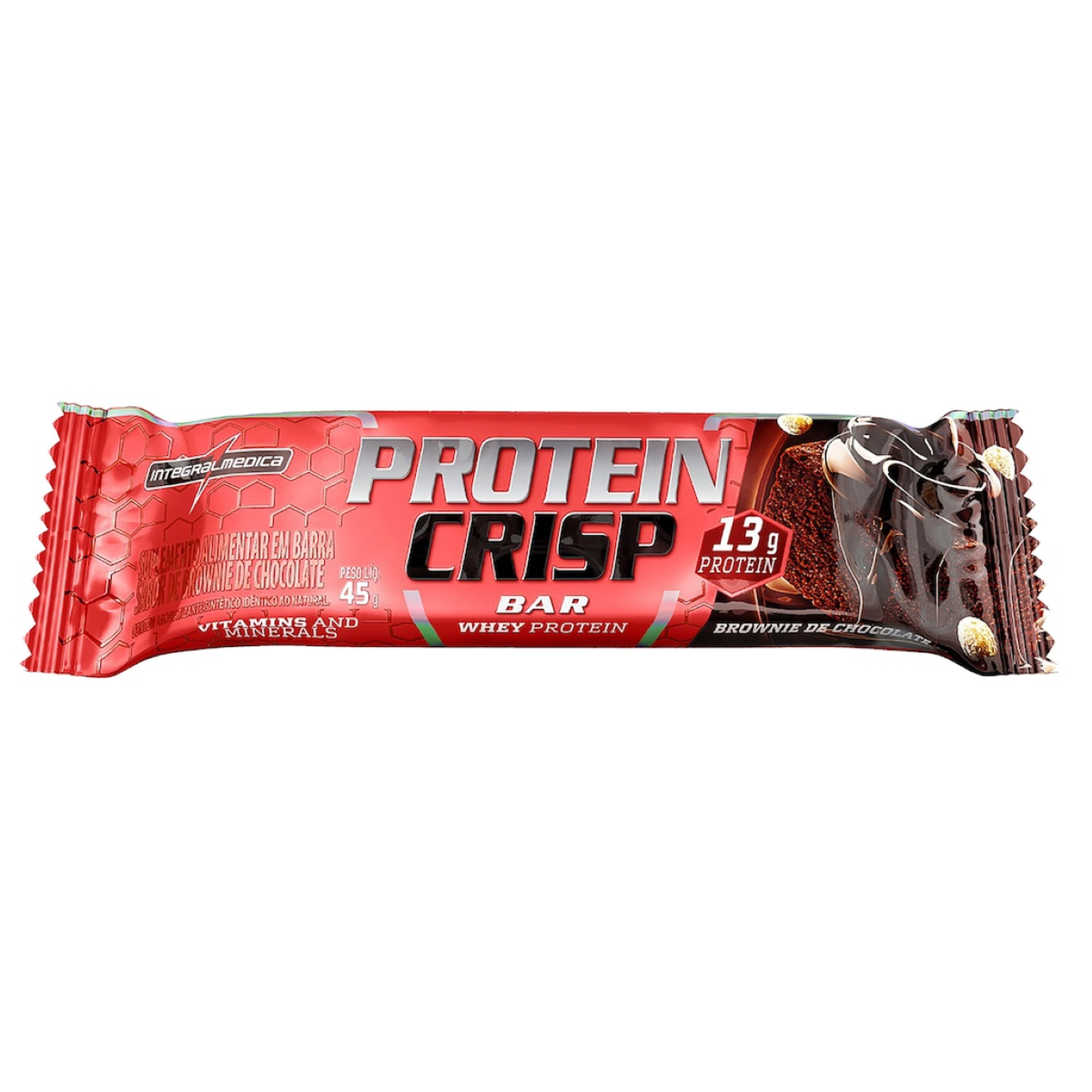 Barra Prote&iacute;na Brownie de Chocolate Integralmedica Whey Protein Crisp Bar Pacote 45g