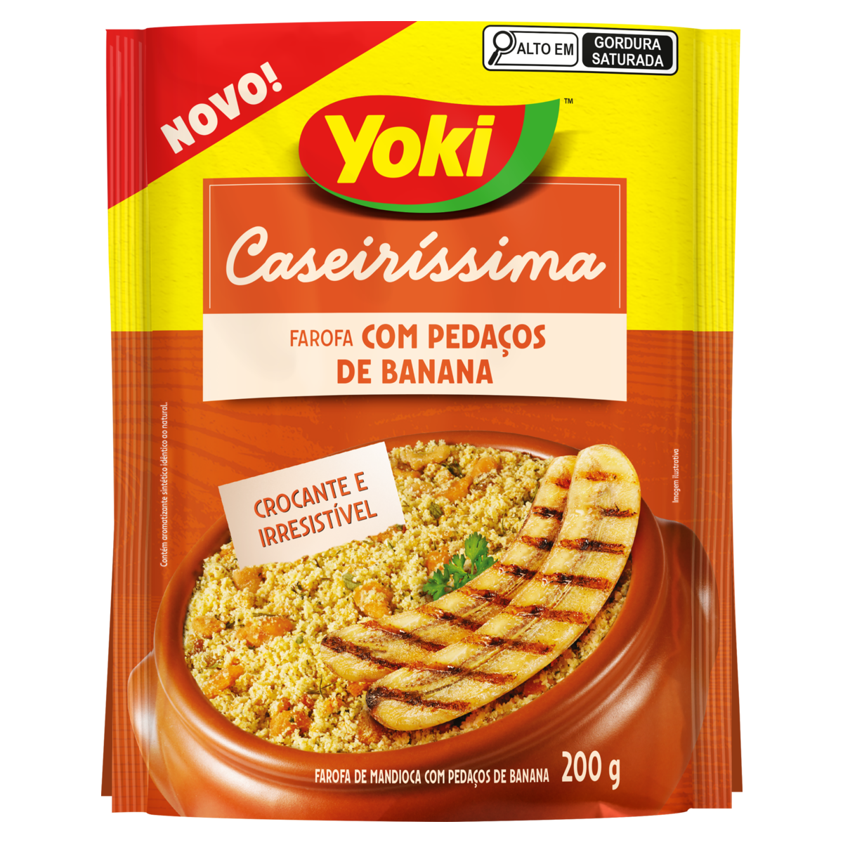 Farofa de Mandioca com Peda&ccedil;os de Banana Yoki Caseir&iacute;ssima Pacote 200g