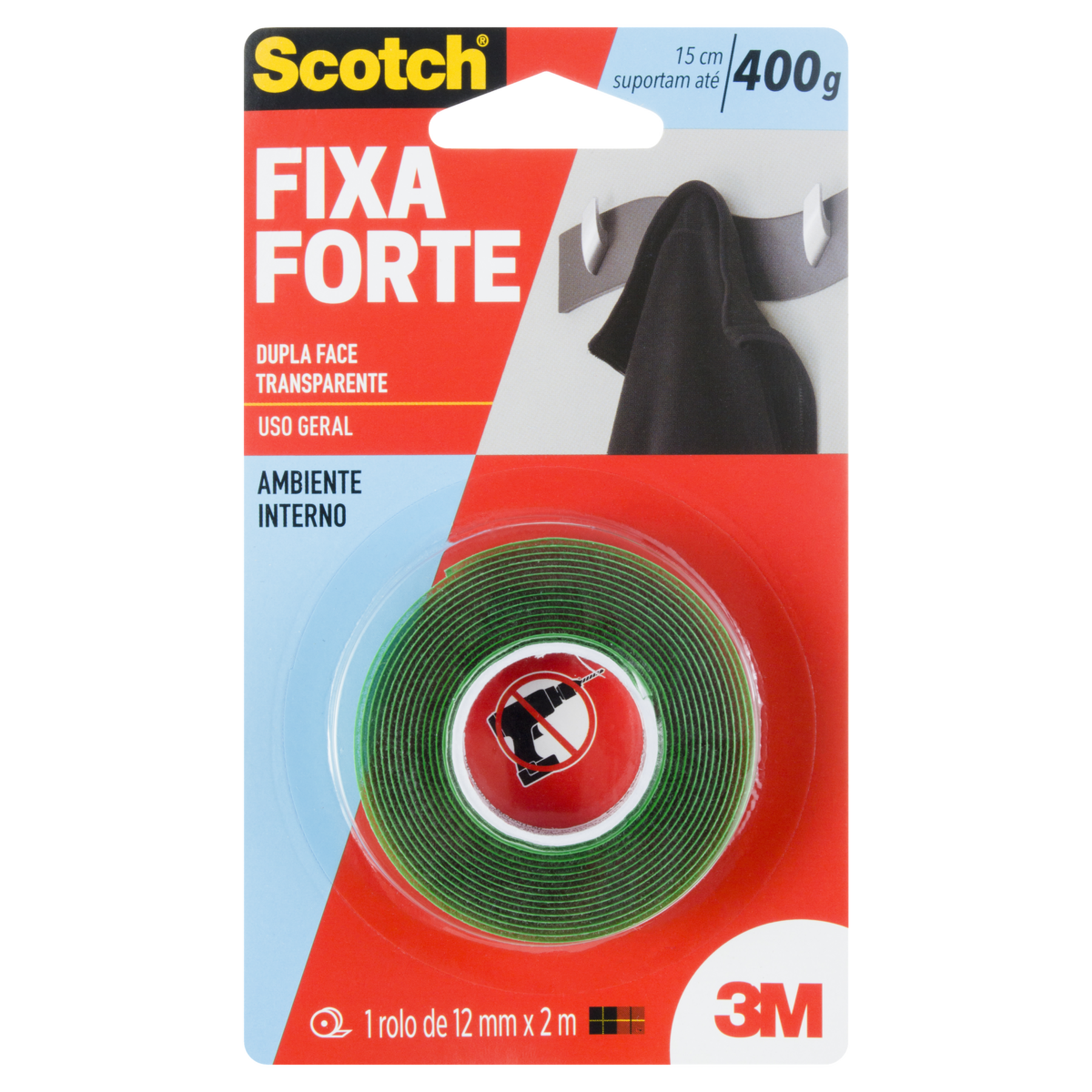 Fita Fixa Forte Dupla Face Transparente Scotch 12mm x 2m