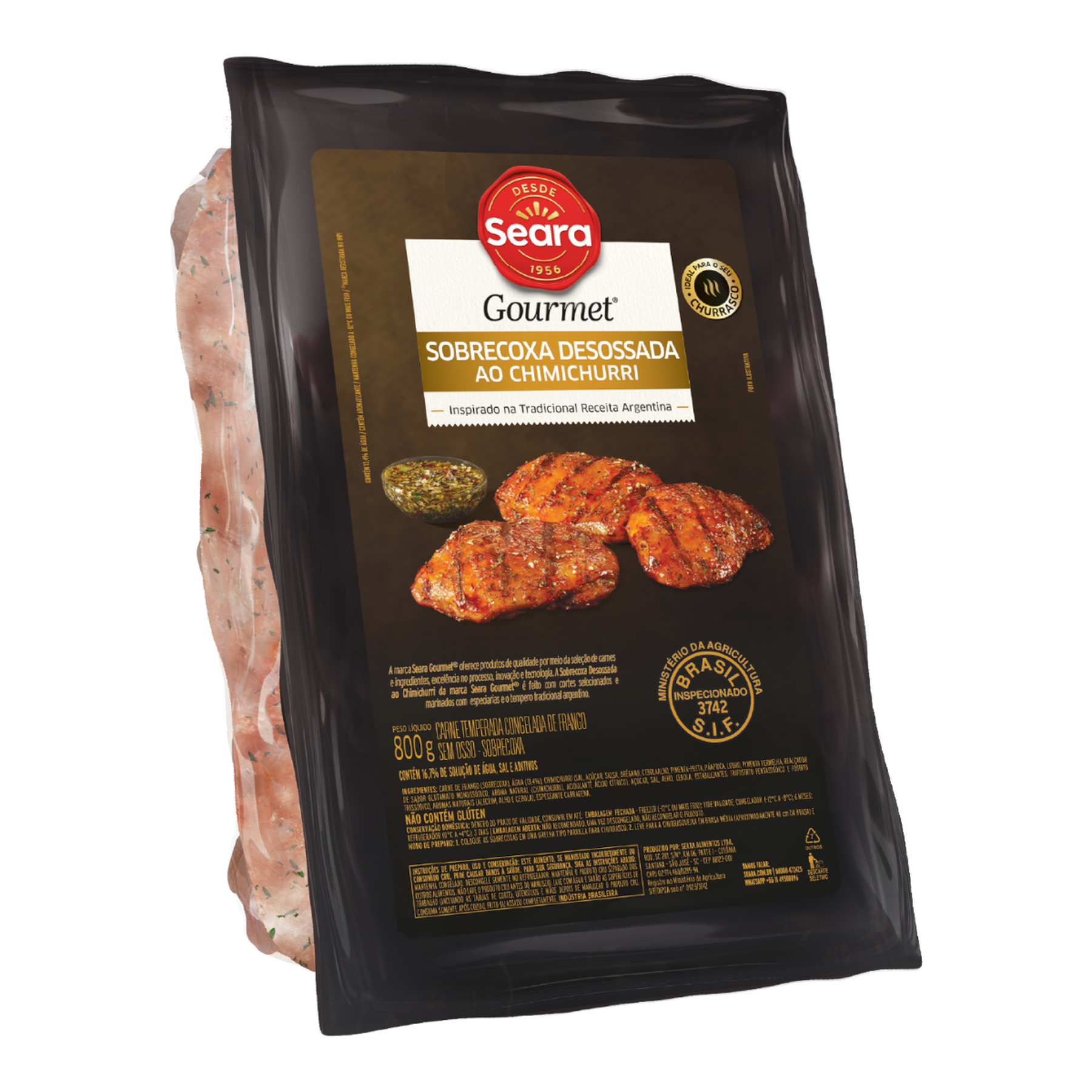 Sobrecoxa de Frango Congelada Temperada ao Chimichurri sem Osso Seara Gourmet 800g