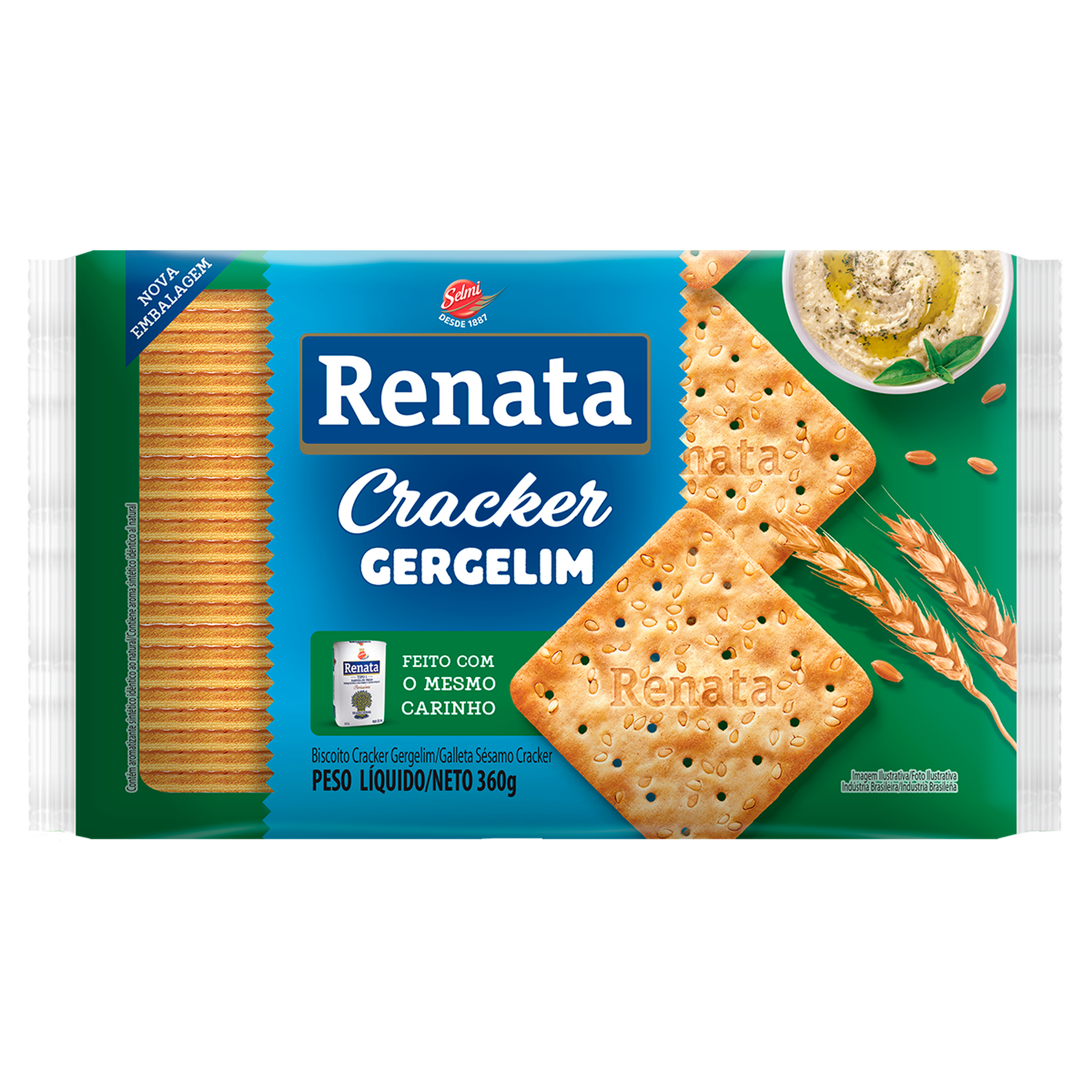 Biscoito Cracker com Gergelim Renata Pacote 360g