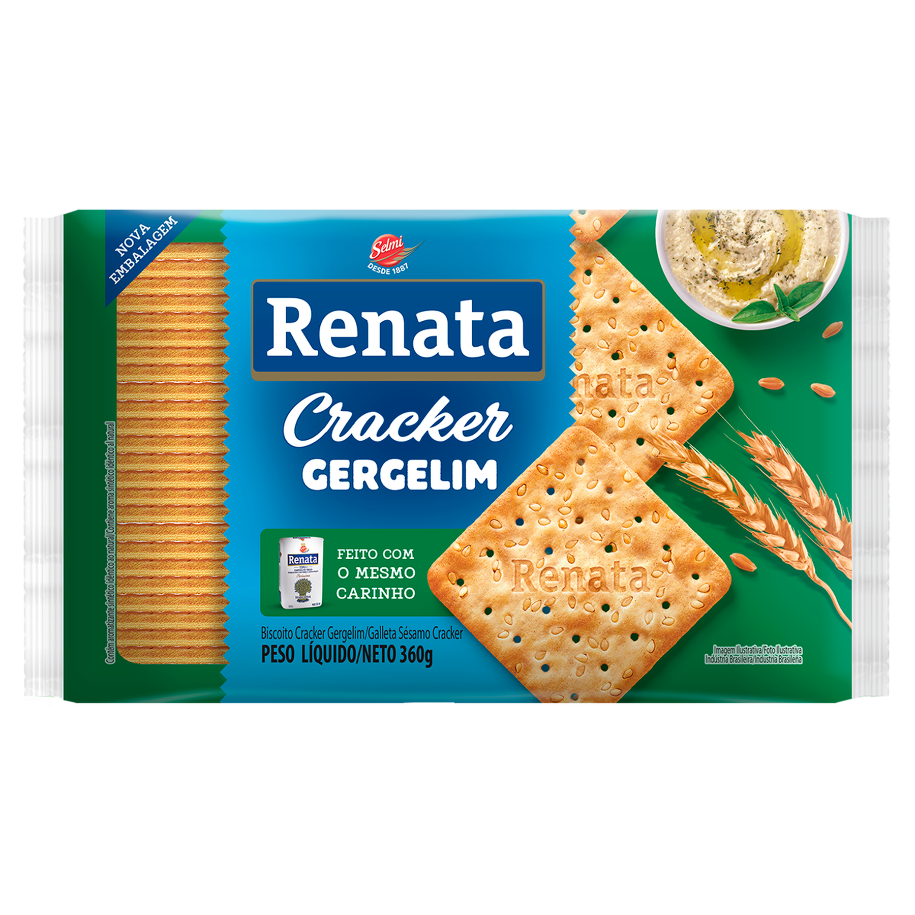 Biscoito Cracker com Gergelim Renata Pacote 360g