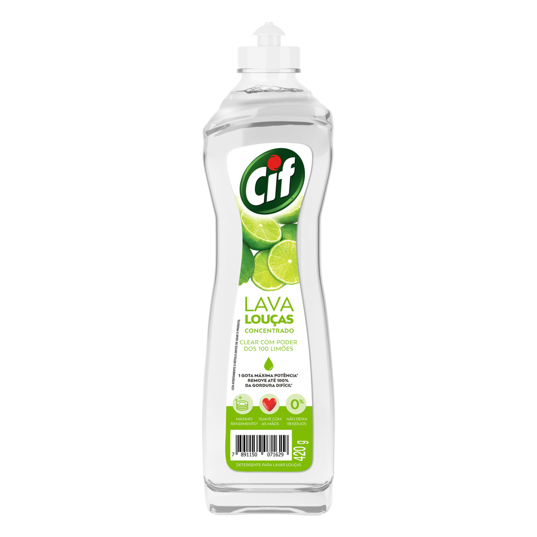 Detergente Concentrado Clear com Poder dos 100 Limões Cif Squeeze 420g 