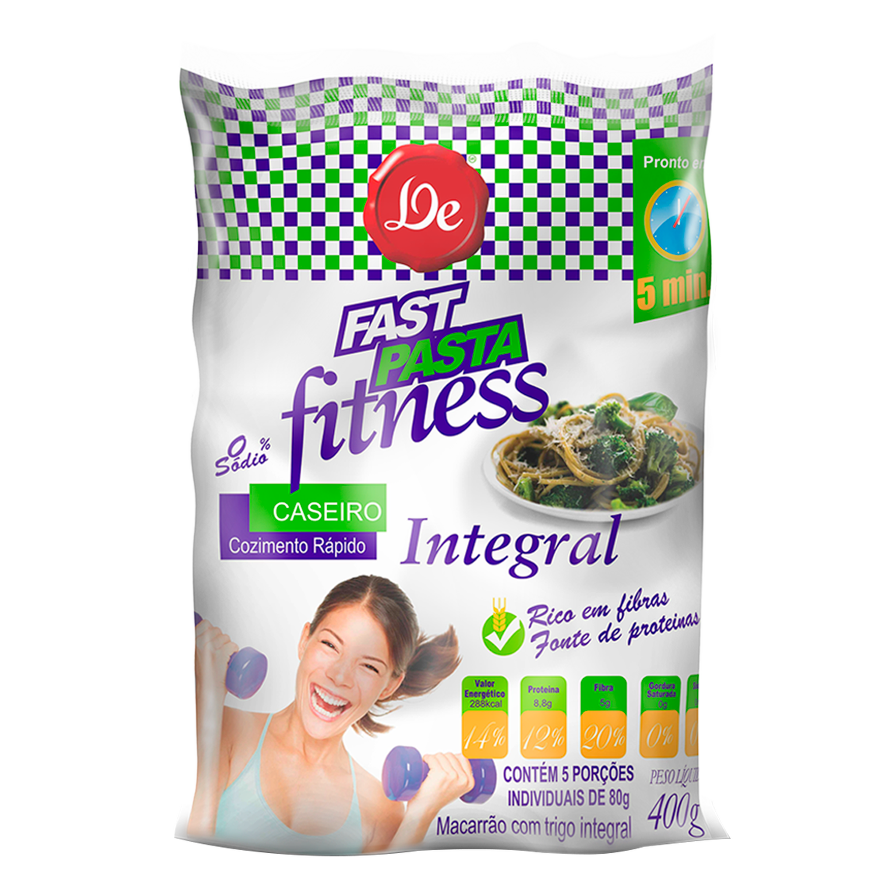 Macarrão de Trigo Integral Caseiro Fast Pasta Fitness De Pacote 400g