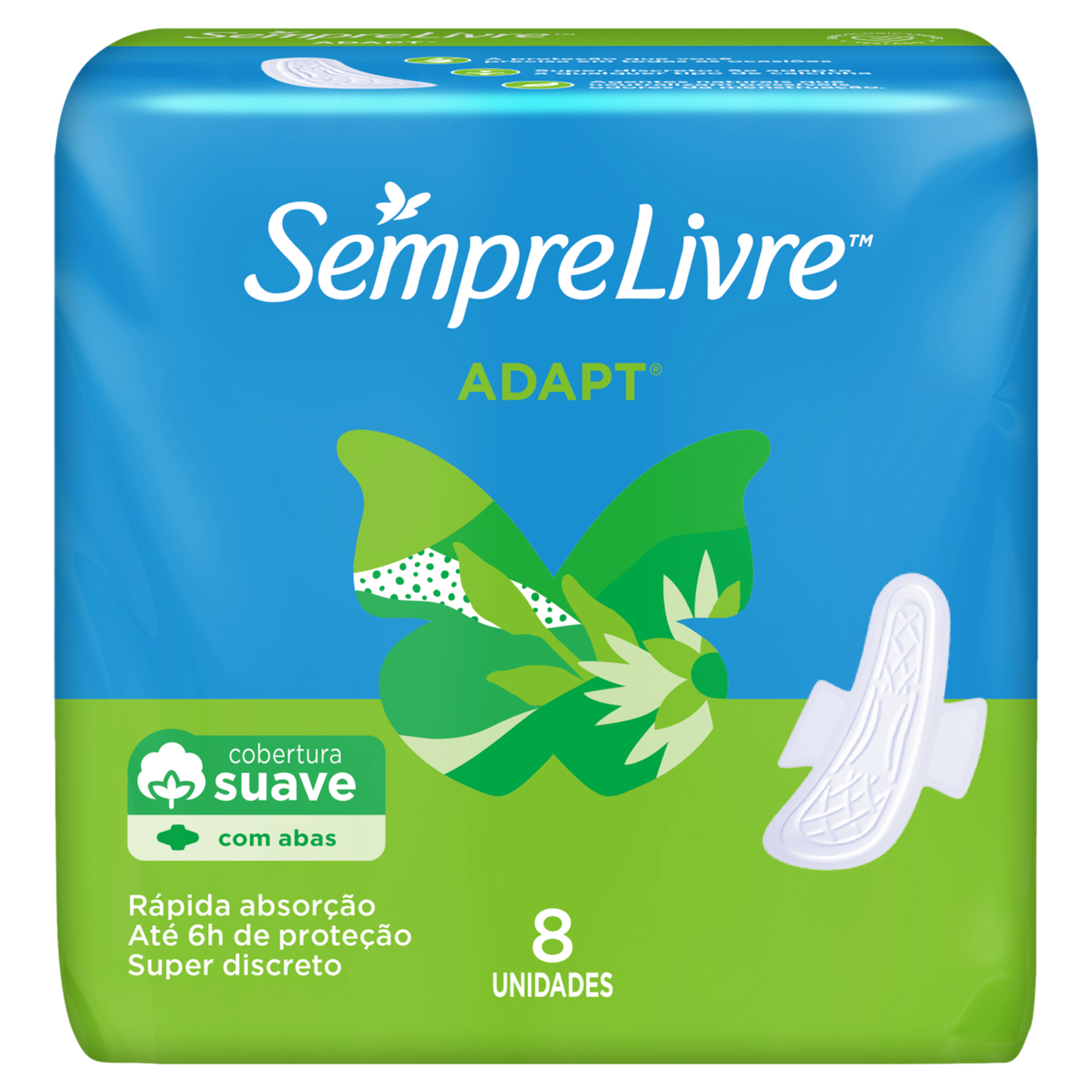 Absorvente com Abas Suave Adapt Sempre Livre Pacote C/8 Unidades