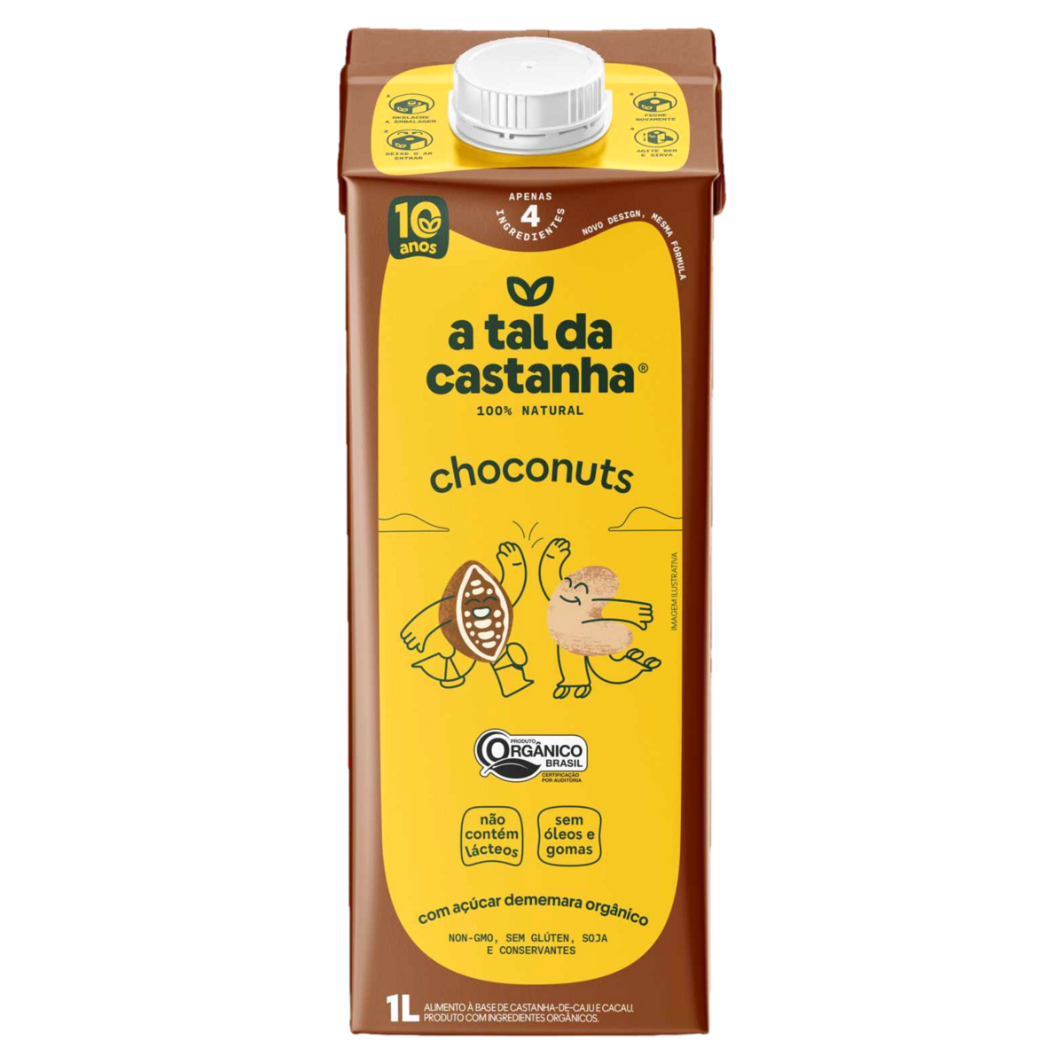 Bebida &agrave; Base de Castanha-de-Caju e Cacau Org&acirc;nica Choconuts A Tal da Castanha Caixa 1l