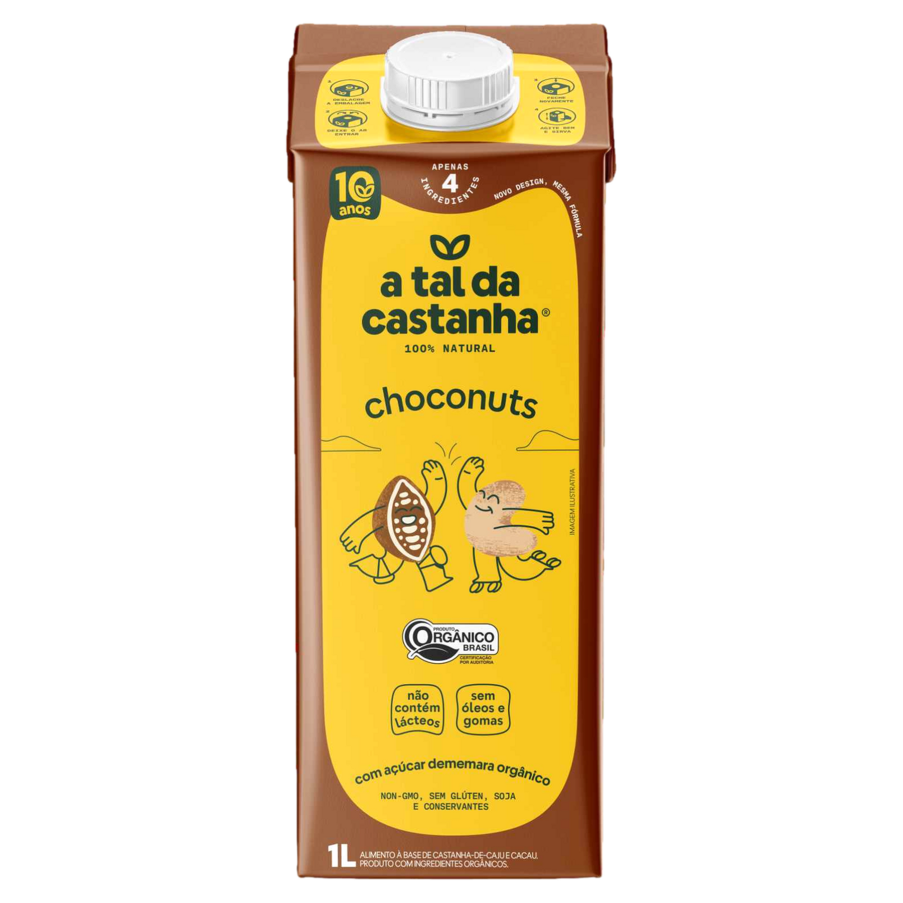 Bebida &agrave; Base de Castanha-de-Caju e Cacau Org&acirc;nica Choconuts A Tal da Castanha Caixa 1l