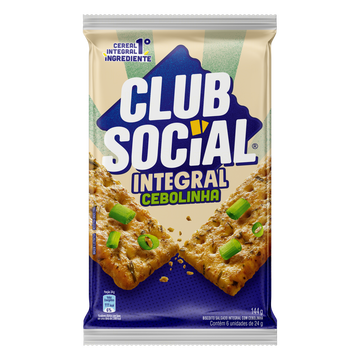 Pack Biscoito com Cebolinha Integral Club Social Pacote 144g 6 Unidades