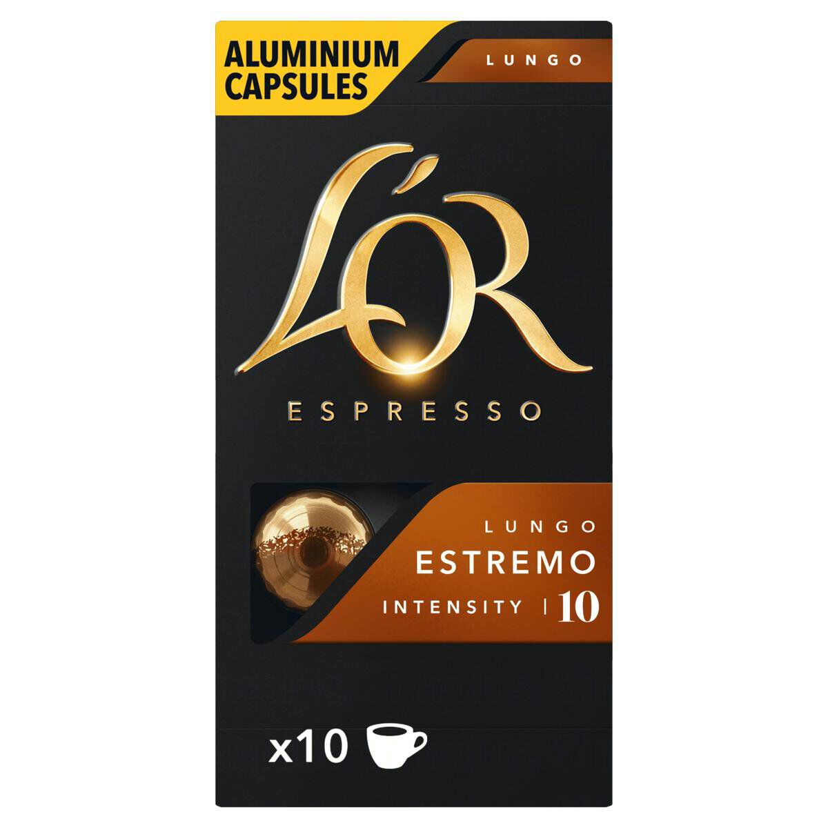 Caf&eacute; em C&aacute;psula Torrado e Mo&iacute;do Lungo Espresso L'or Caixa 52g c/10 Unidades