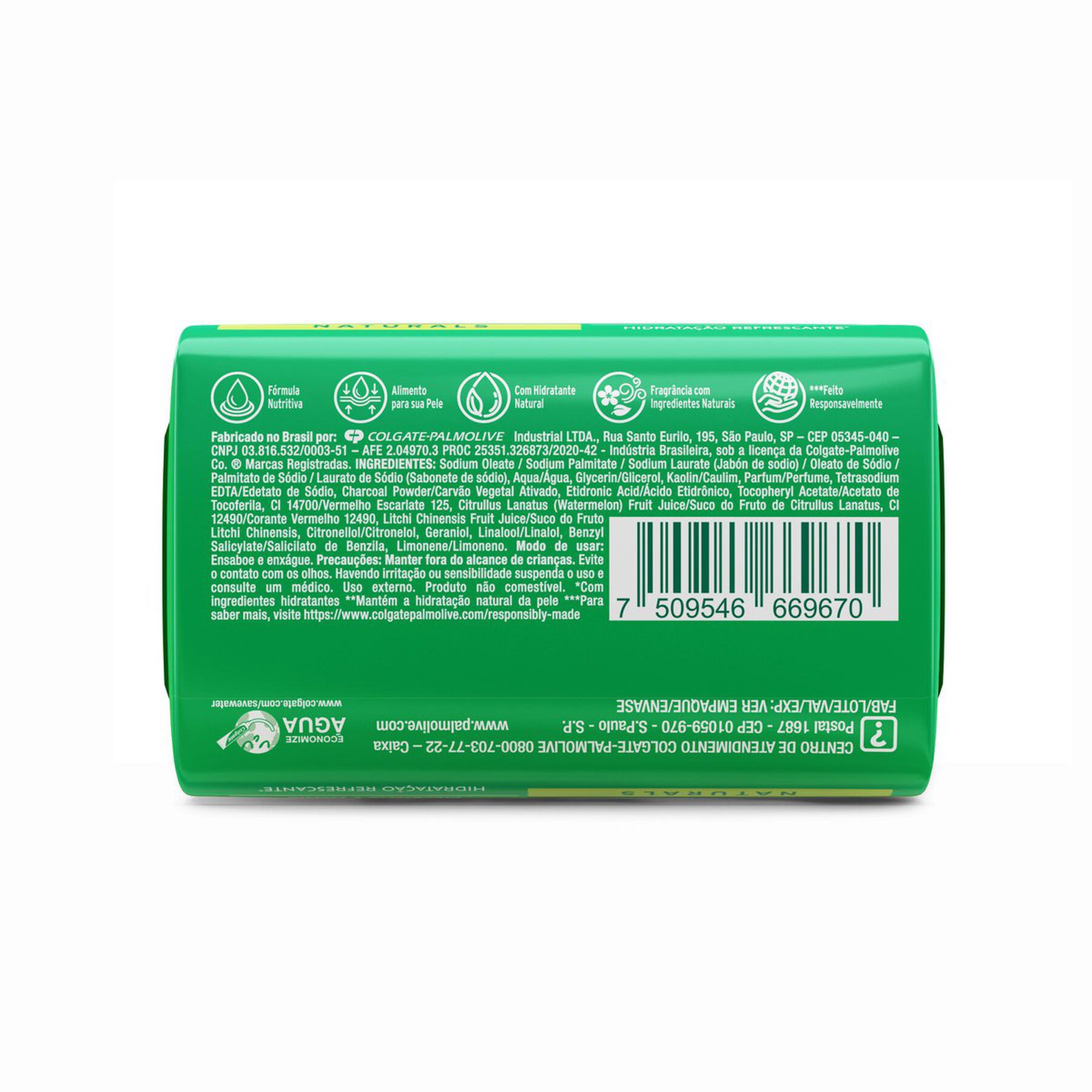 Sabonete em Barra Hidratação Refrescante Melancia e Lichia Palmolive Naturals Envoltório 85g