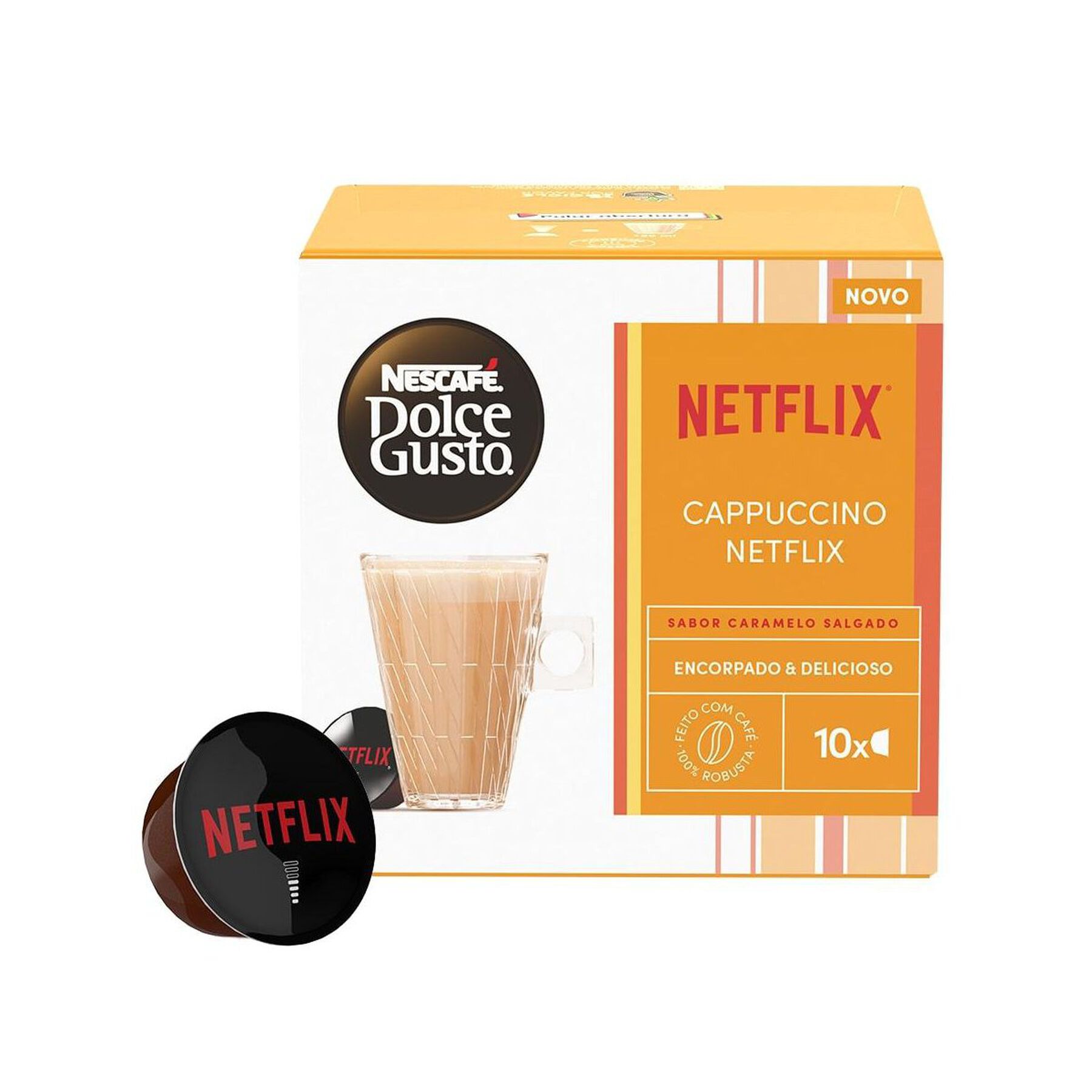Cappuccino em Cápsula Caramelo Salgado Netflix Dolce Gusto Nescafé Caixa 175g