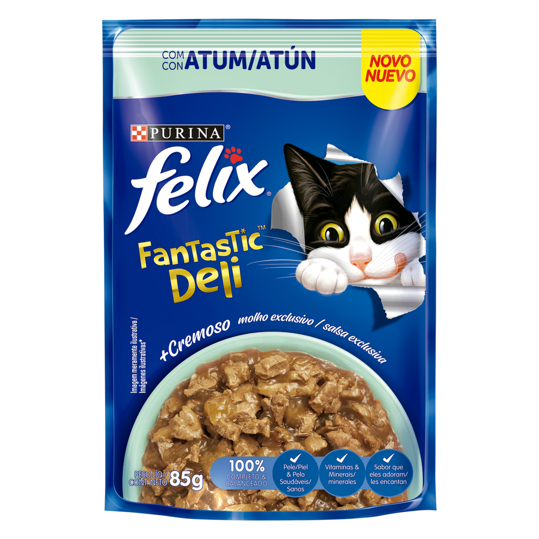 Alimento para Gatos Adultos Atum Purina Felix Fantastic Deli Sachê 85g