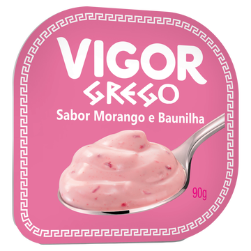 Iogurte Grego Morango e Baunilha Vigor Pote 90g