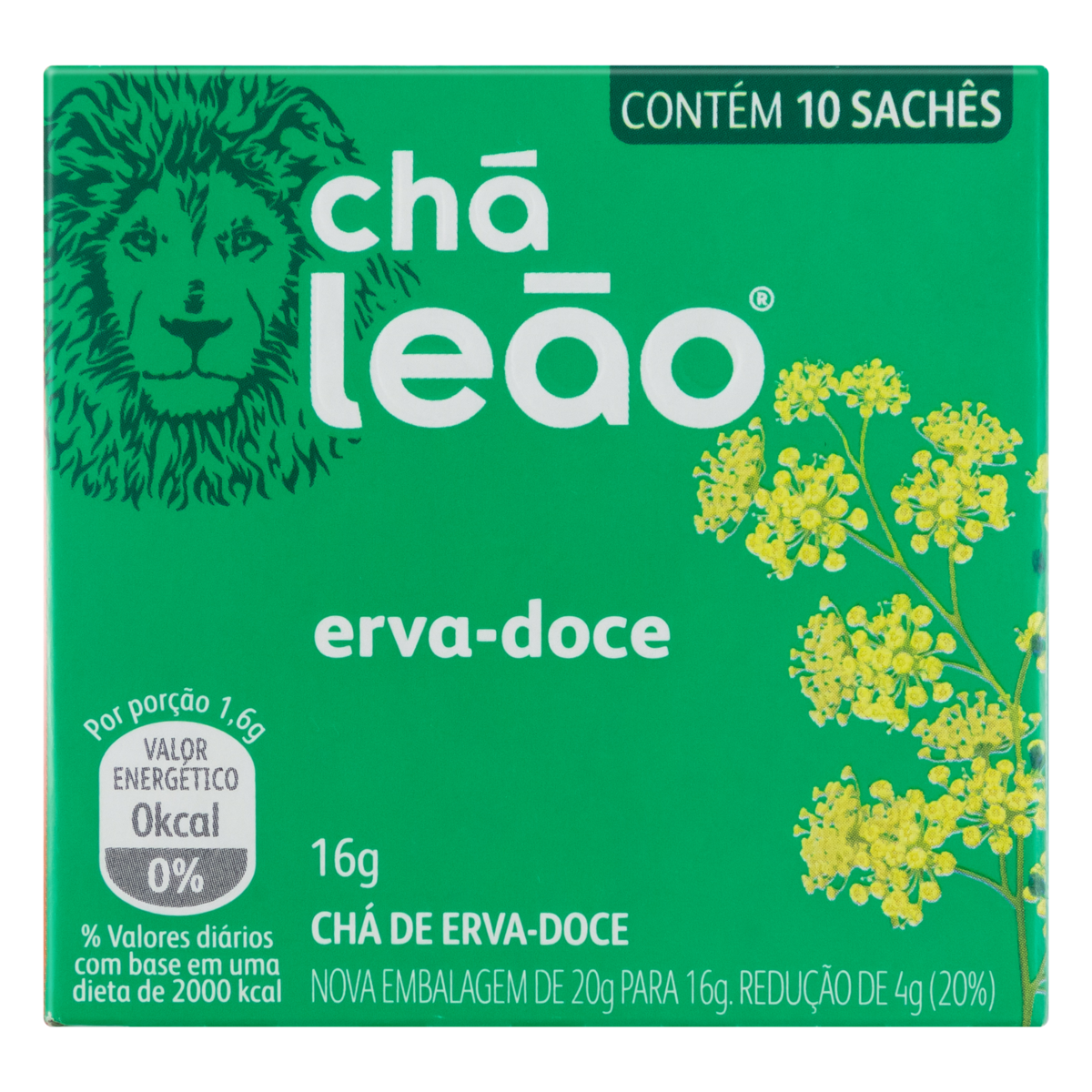 Ch&aacute; Erva-Doce Ch&aacute; Le&atilde;o Caixa 16g C/10 Unidades