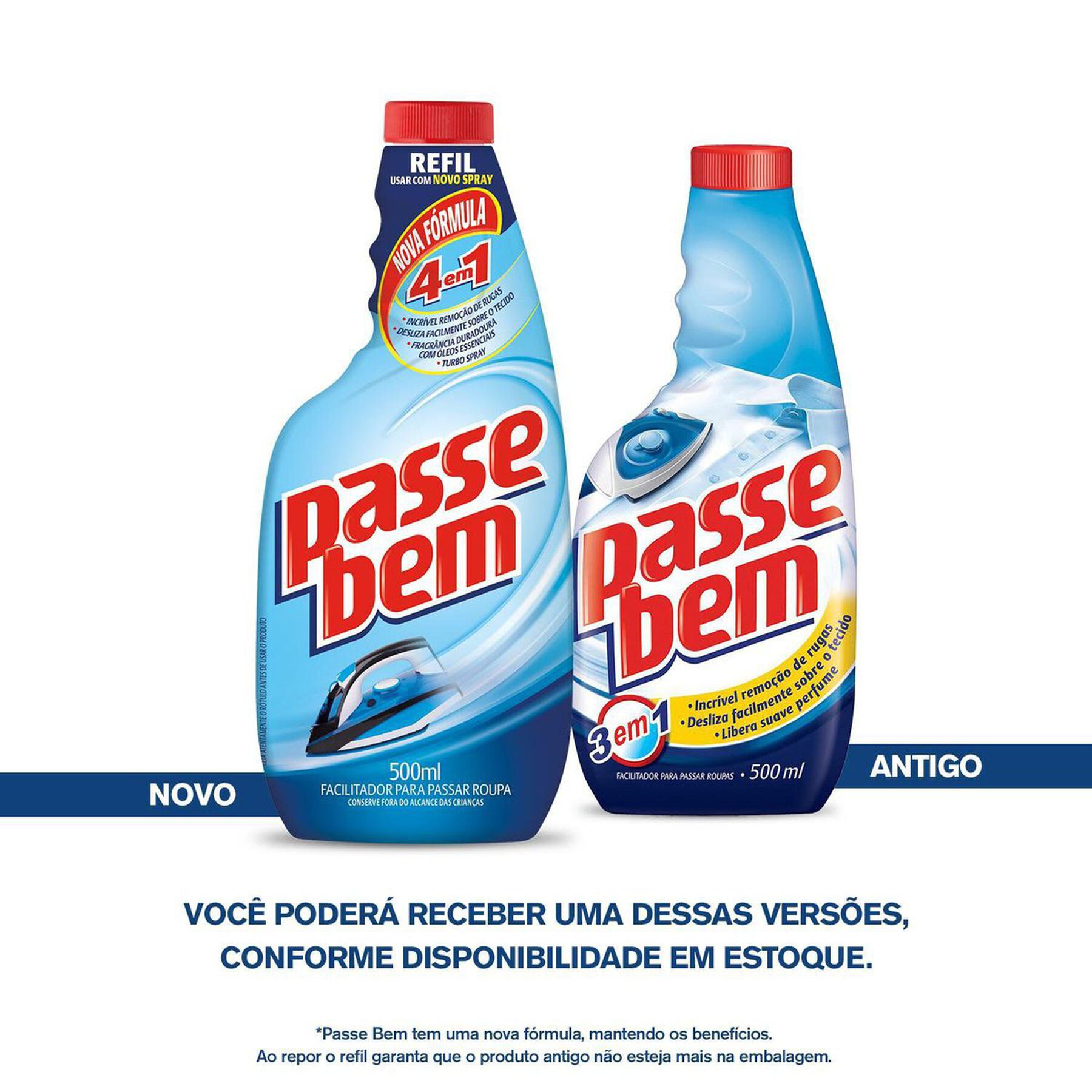 Facilitador de Passar Roupas Líquido Passe Bem Frasco 500ml Refil