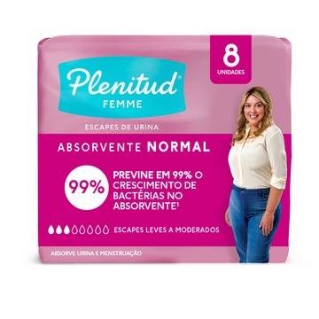 Absorvente com Abas Normal Plenitud Femme Pacote 8 Unidades