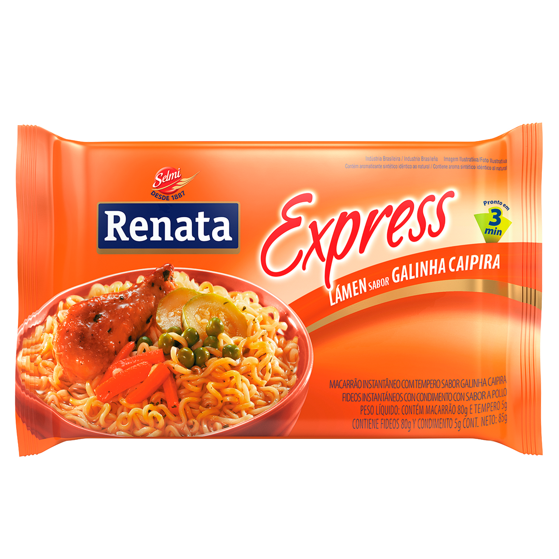 Macarrão Instantâneo Lámen Galinha Caipira Renata Express Pacote 85g