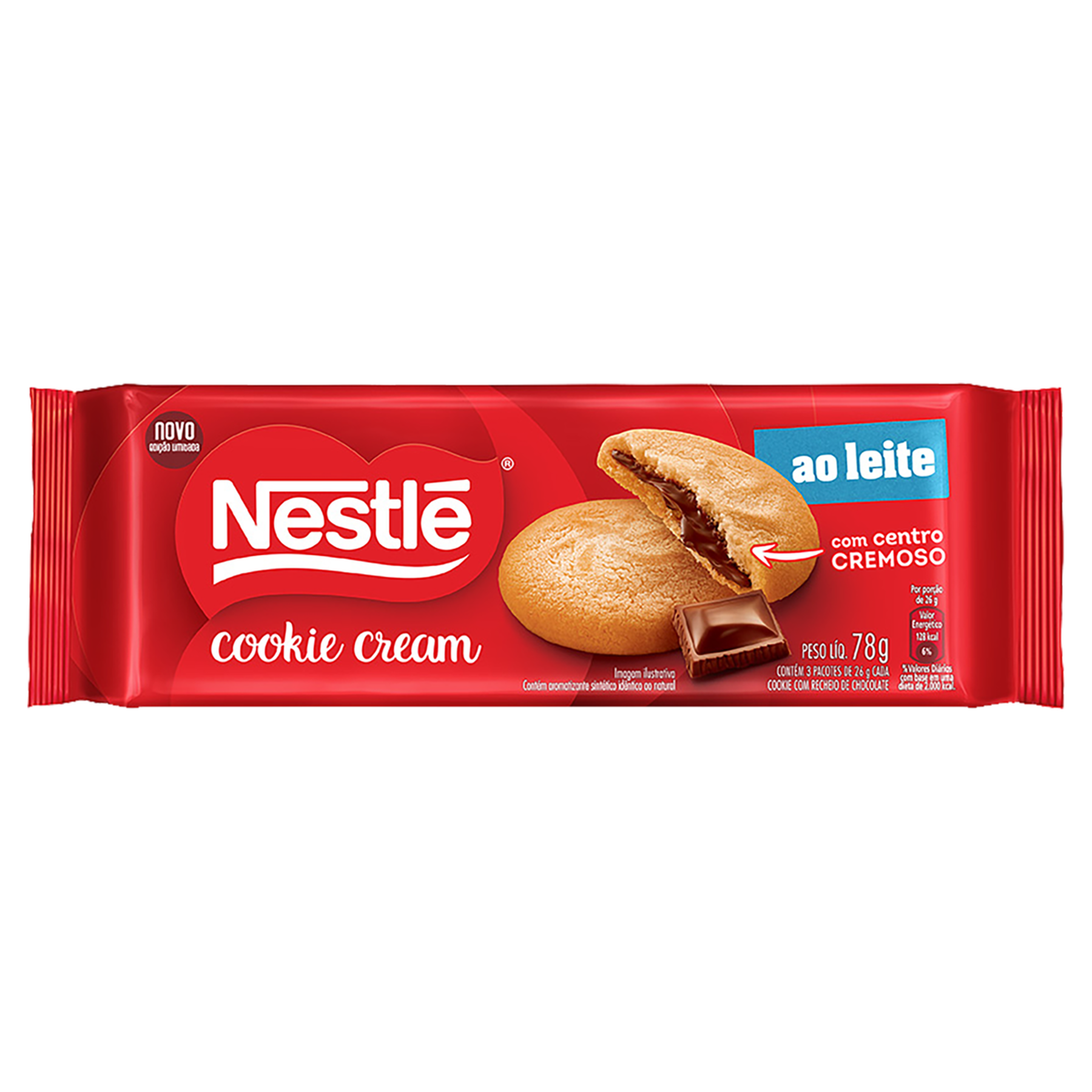 Biscoito Cookie Cream Recheio Chocolate ao Leite Nestlé Pacote 78g
