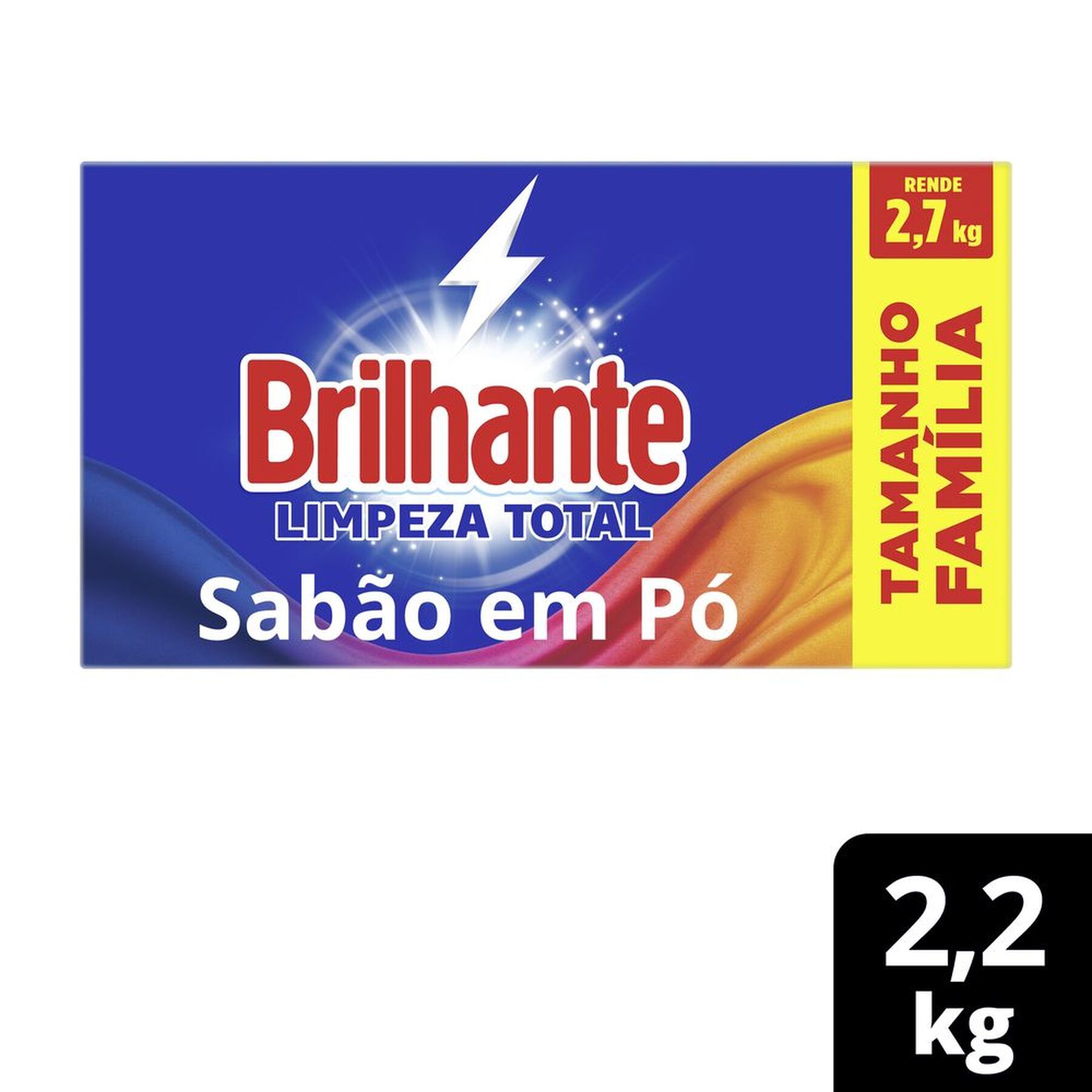 Lava Roupas em Pó Roupas Brancas e Coloridas Limpeza Total Brilhante Caixa 2,2kg