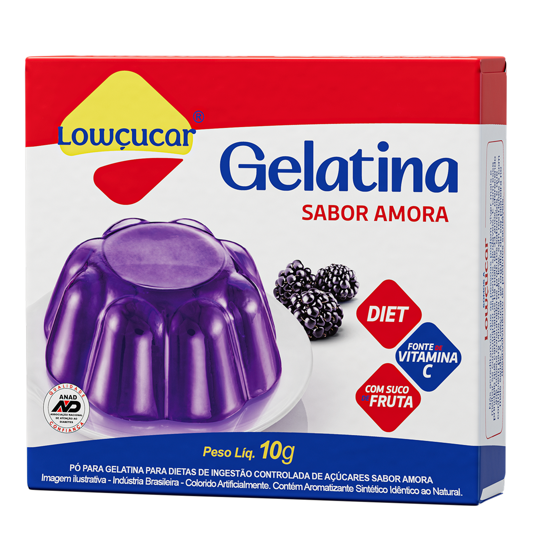Gelatina em Pó Amora Zero Açúcar Lowçucar Caixa 10g
